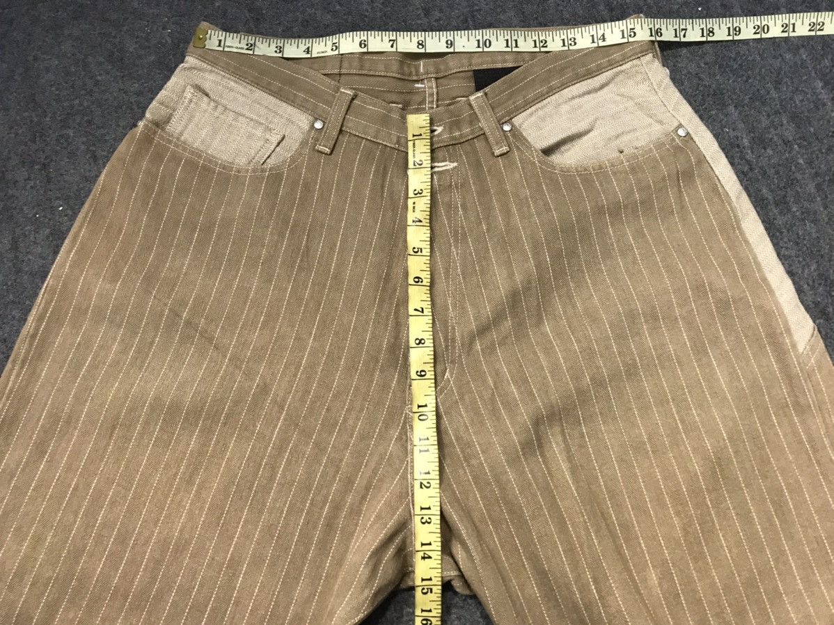 Japanese Brand Melt Down Baggy Straight Cut 2 Tone Stripe Denim Pant Size US 31 - 13 Thumbnail