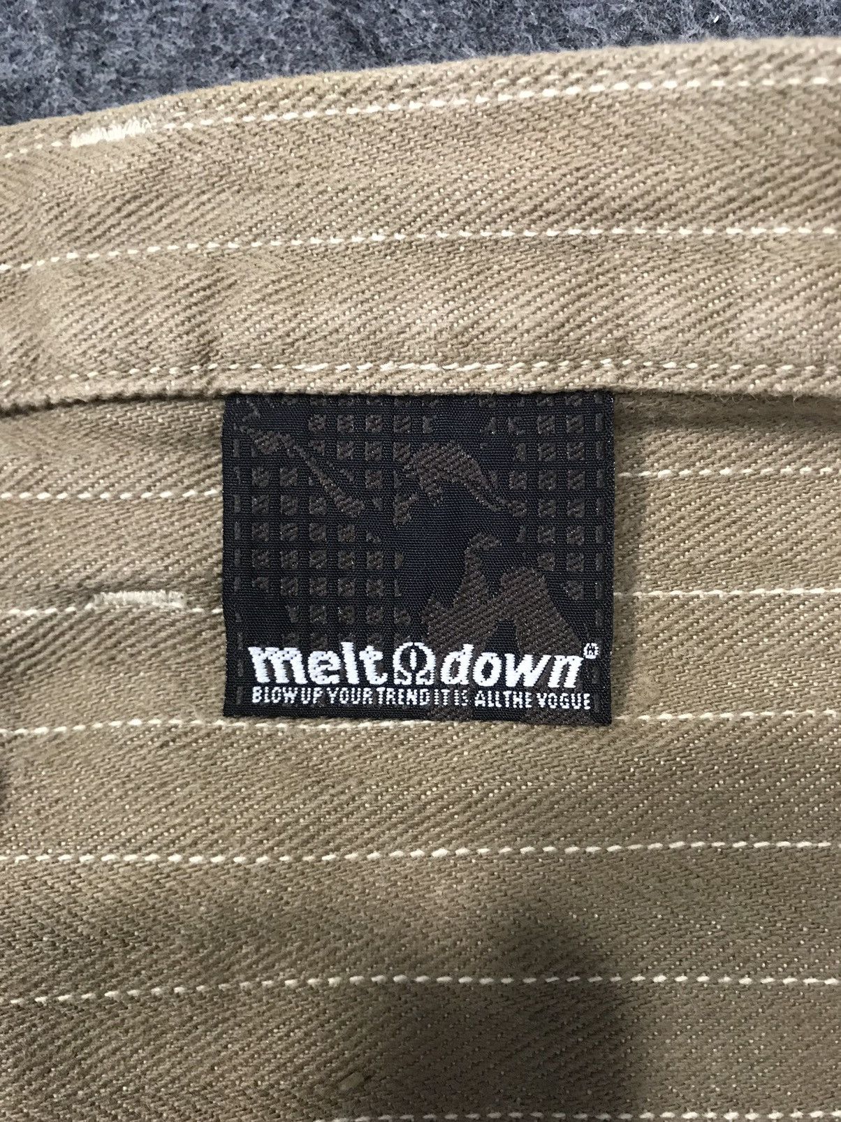 Japanese Brand Melt Down Baggy Straight Cut 2 Tone Stripe Denim Pant Size US 31 - 9 Thumbnail