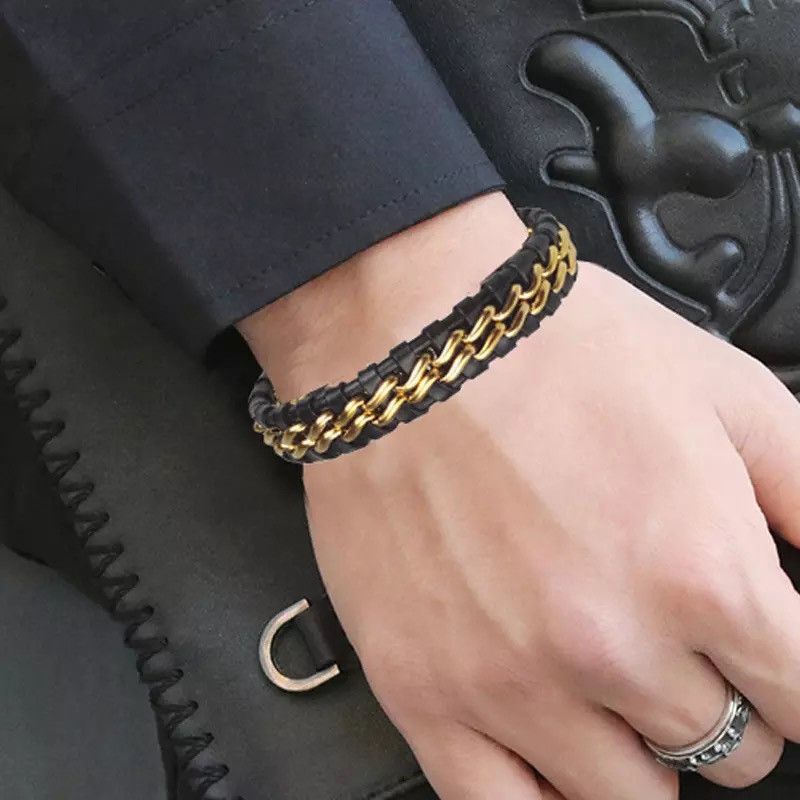 Jewelry Genuine Leather Chain Bracelet Size ONE SIZE - 6 Thumbnail