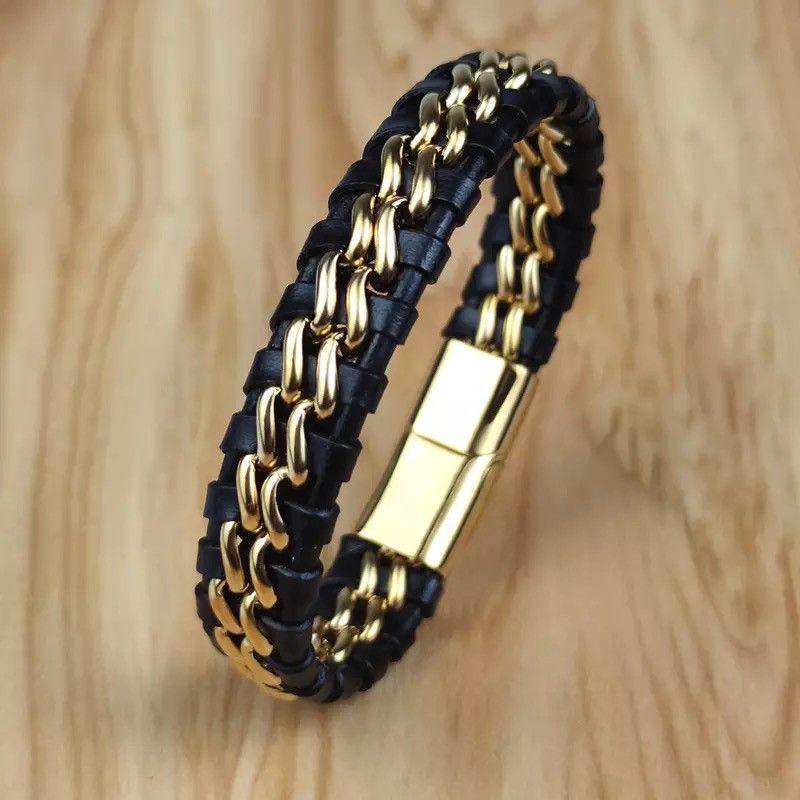 Jewelry Genuine Leather Chain Bracelet Size ONE SIZE - 3 Thumbnail