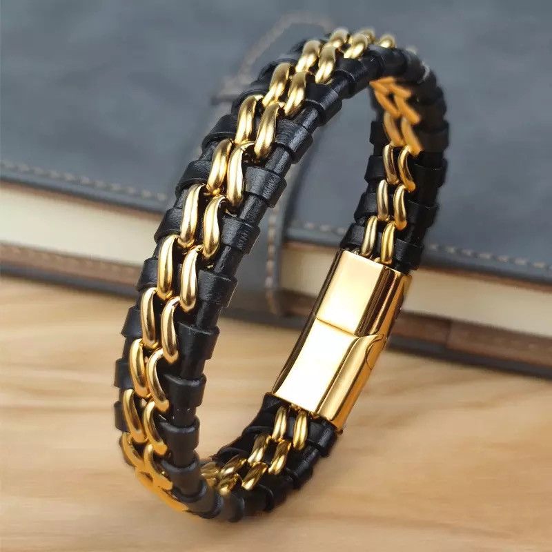 Jewelry Genuine Leather Chain Bracelet Size ONE SIZE - 1 Thumbnail