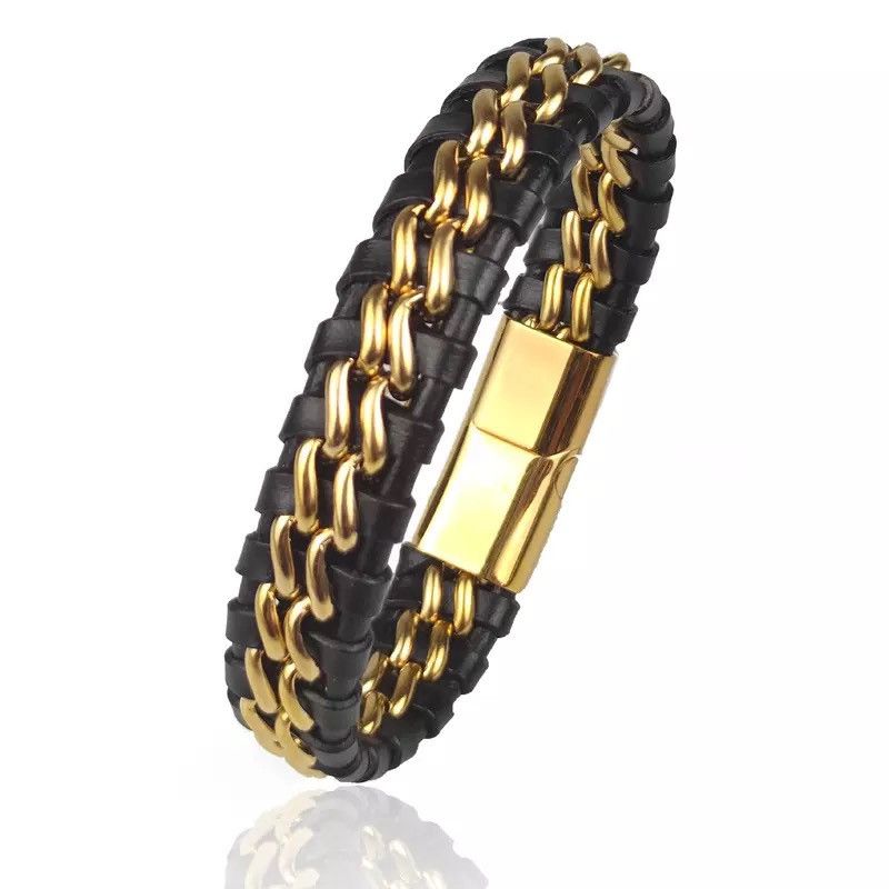 Jewelry Genuine Leather Chain Bracelet Size ONE SIZE - 4 Thumbnail