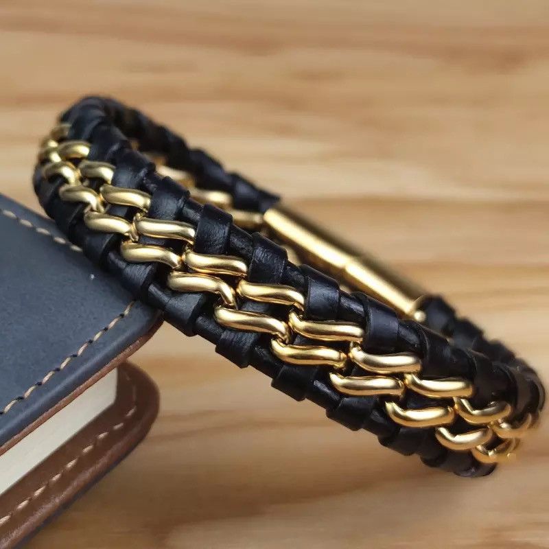 Jewelry Genuine Leather Chain Bracelet Size ONE SIZE - 2 Thumbnail