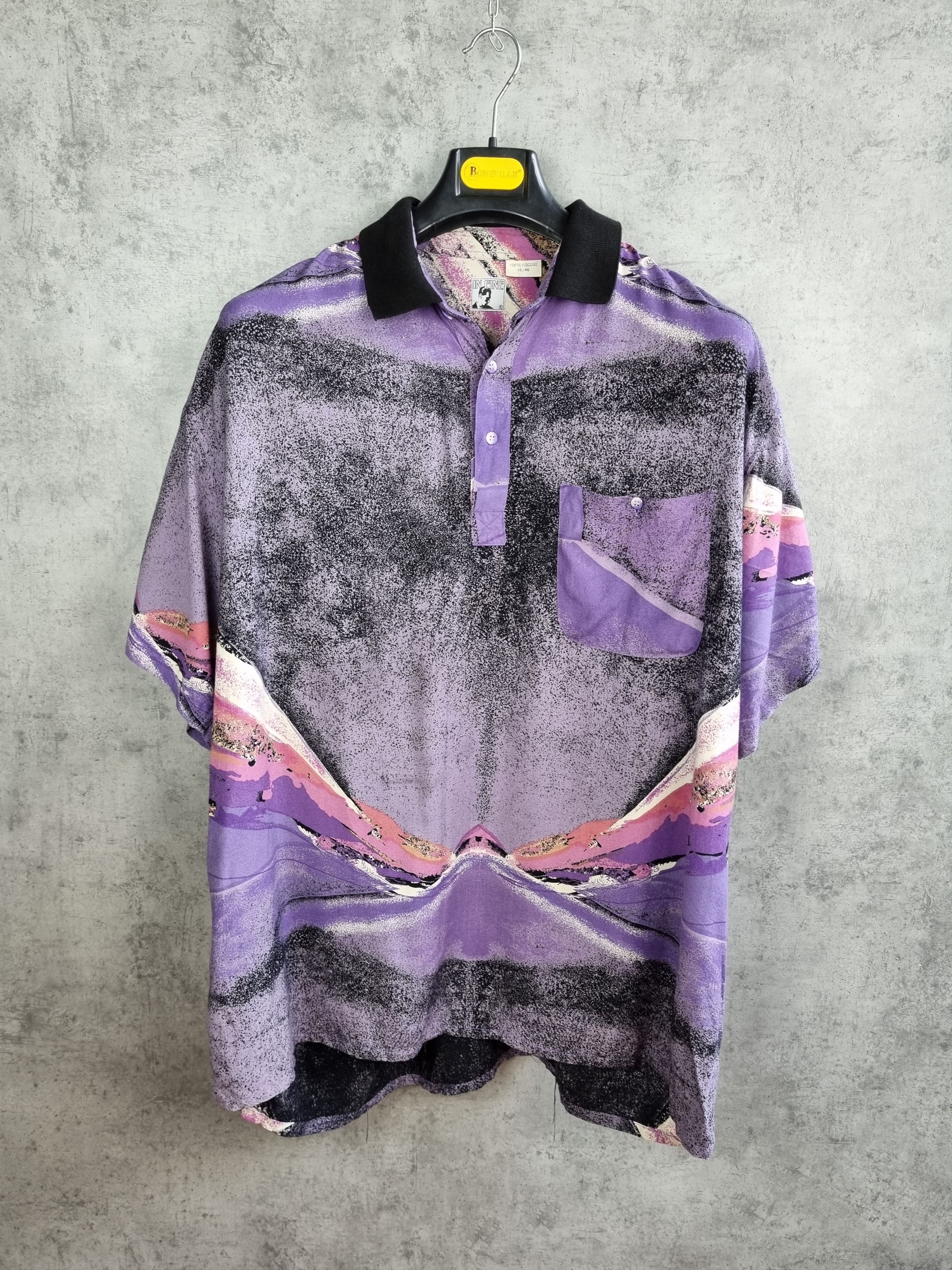 Vintage Rare Abstract Design 80s Viscose Polo Tee Shirt Size US XL / EU 56 / 4 - 1 Thumbnail