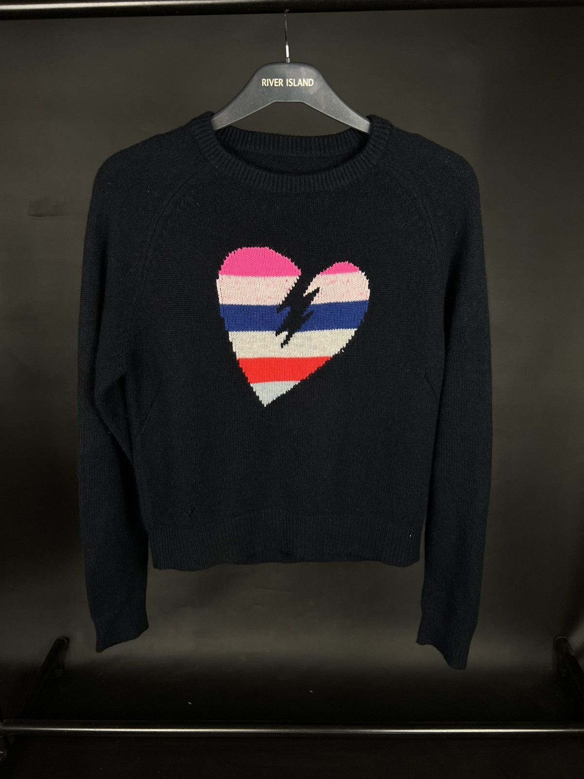 VTG Women's Zadig & Voltaire Big Logo Heart Sweater Black