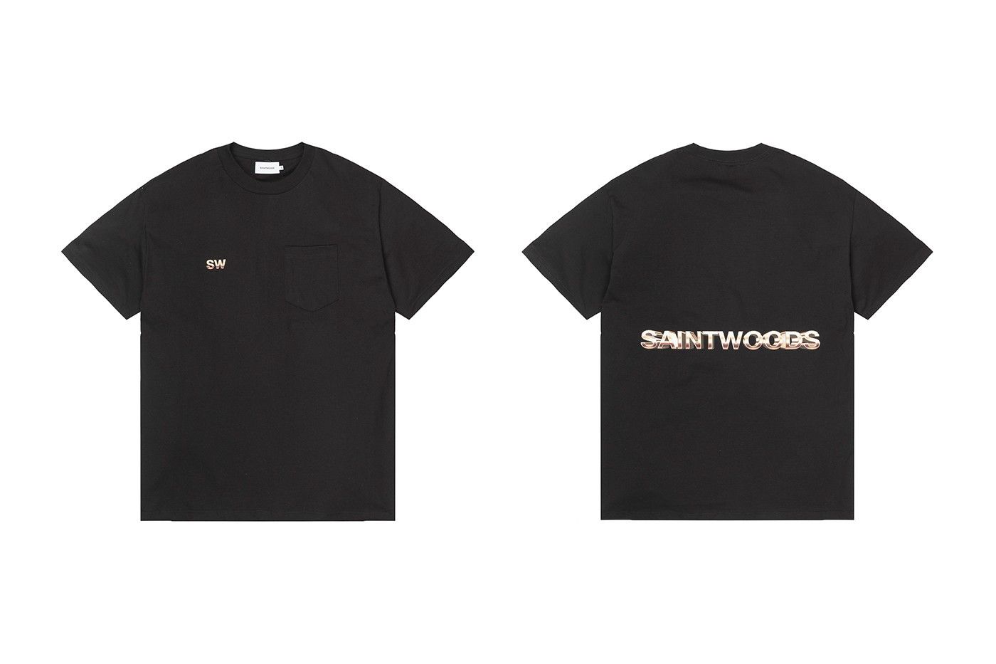 💚 Saintwoods 007 Golden Logo Tee Black Large