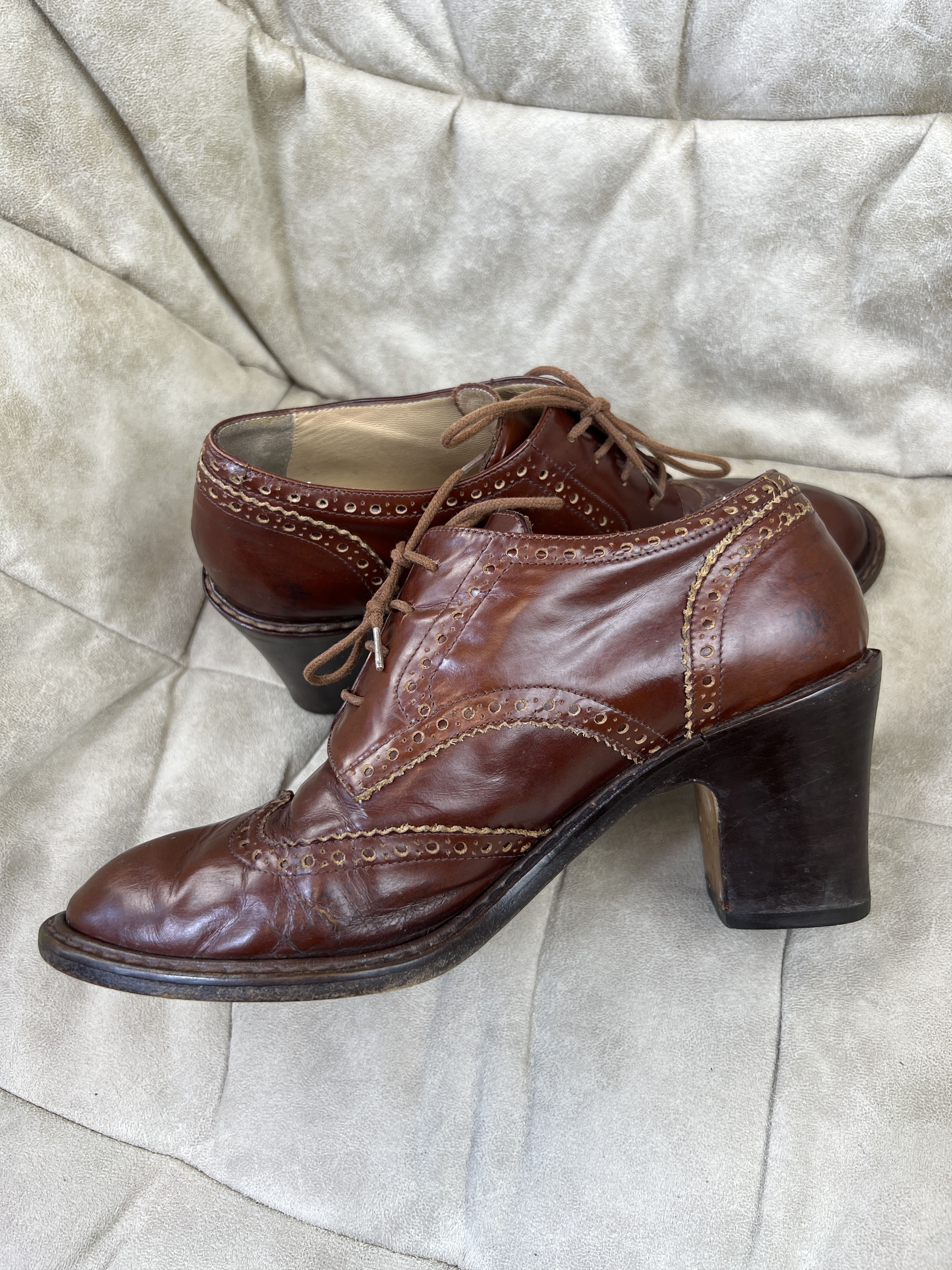 Dries Van Noten Vintage Dries Van Noten Brown Leather Bootie Lace Up Heels Size US 9 / IT 39 - 8 Thumbnail