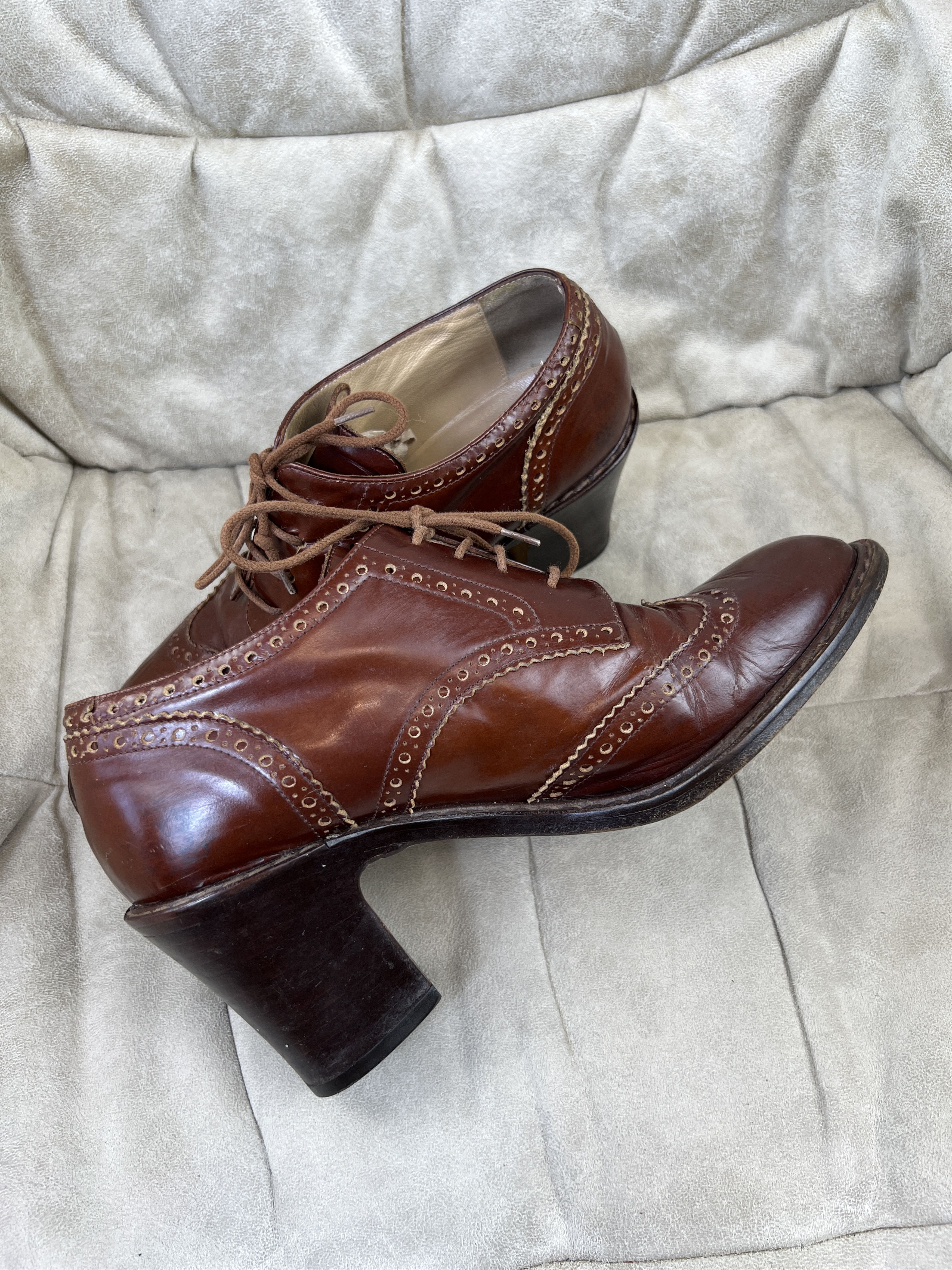 Dries Van Noten Vintage Dries Van Noten Brown Leather Bootie Lace Up Heels Size US 9 / IT 39 - 9 Thumbnail