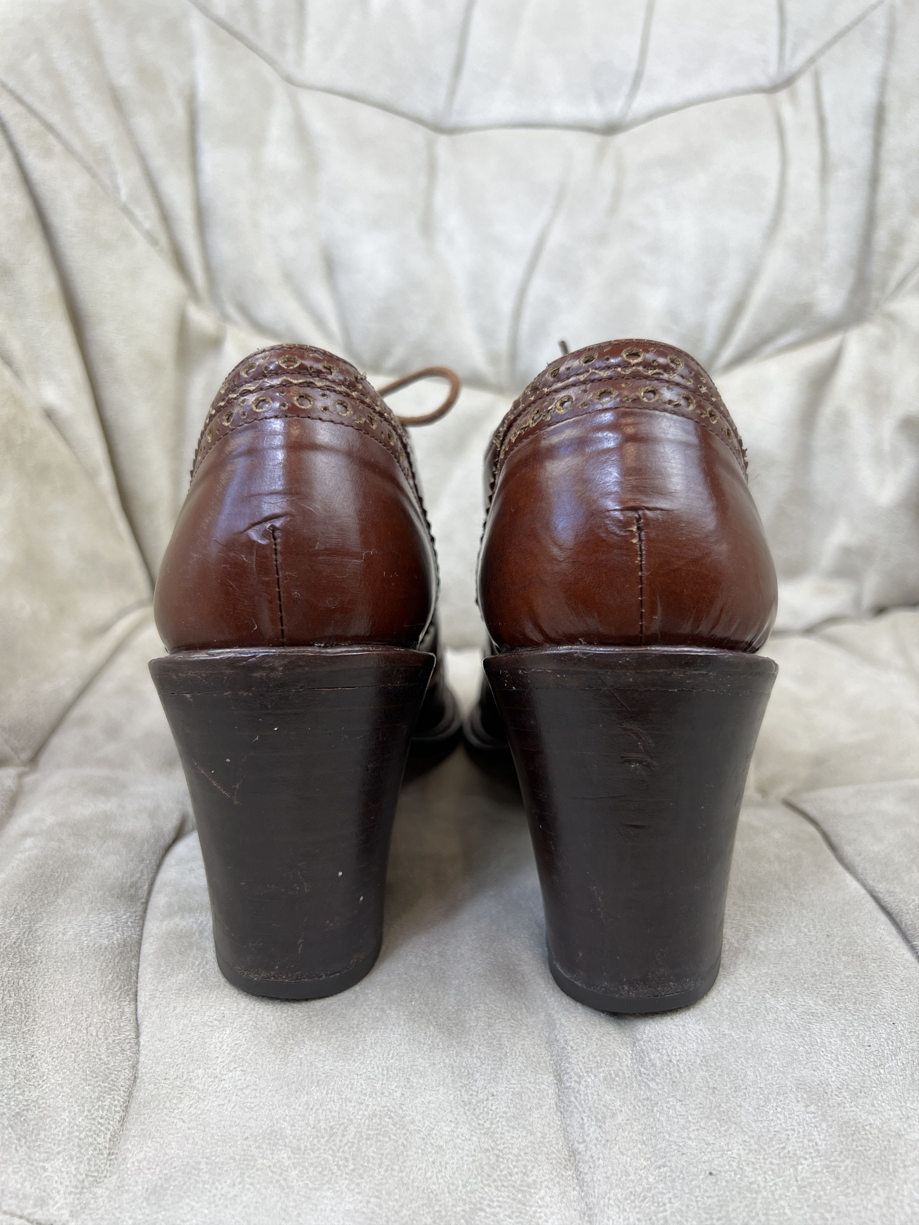 Dries Van Noten Vintage Dries Van Noten Brown Leather Bootie Lace Up Heels Size US 9 / IT 39 - 7 Thumbnail