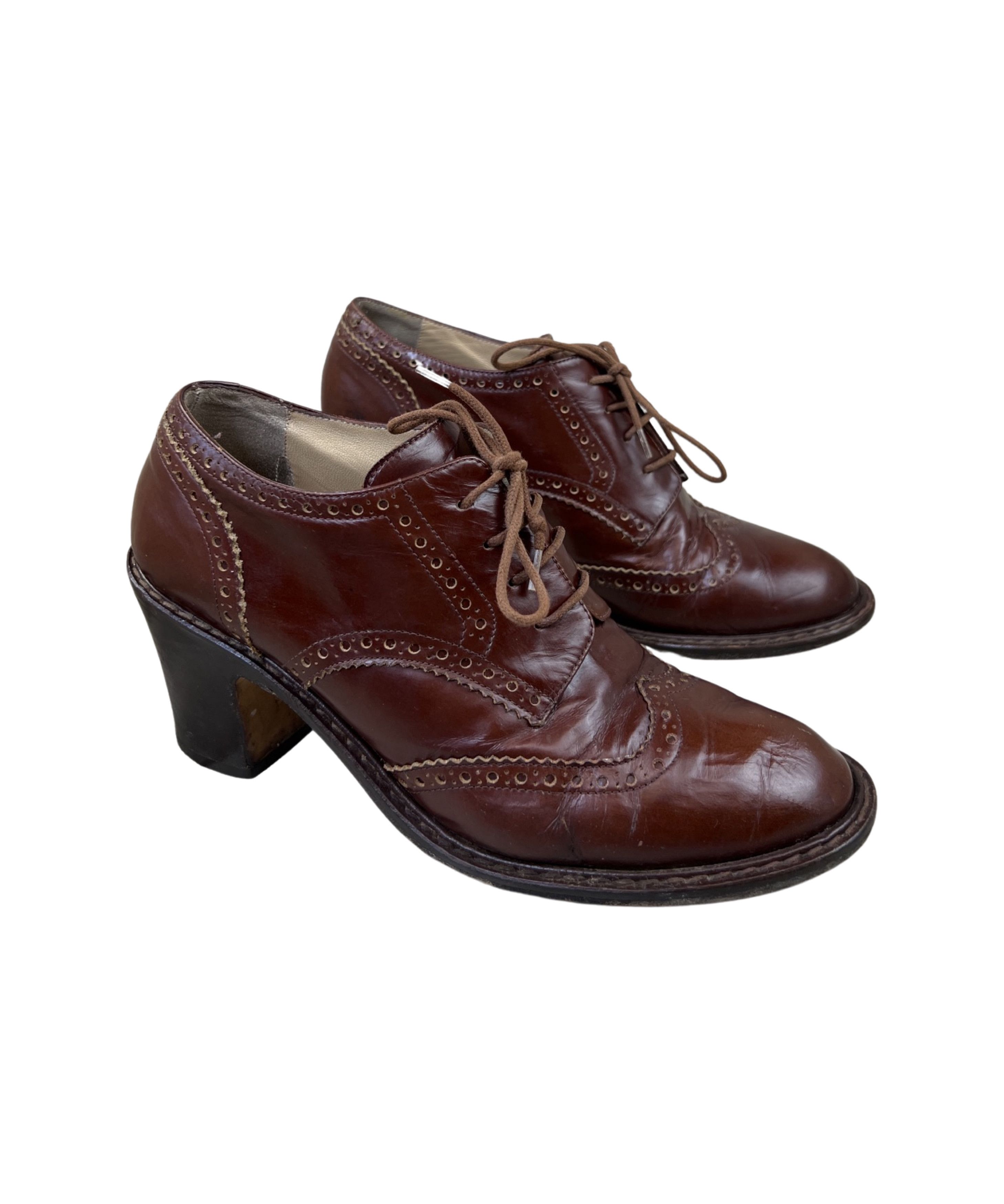 Dries Van Noten Vintage Dries Van Noten Brown Leather Bootie Lace Up Heels Size US 9 / IT 39 - 2 Thumbnail