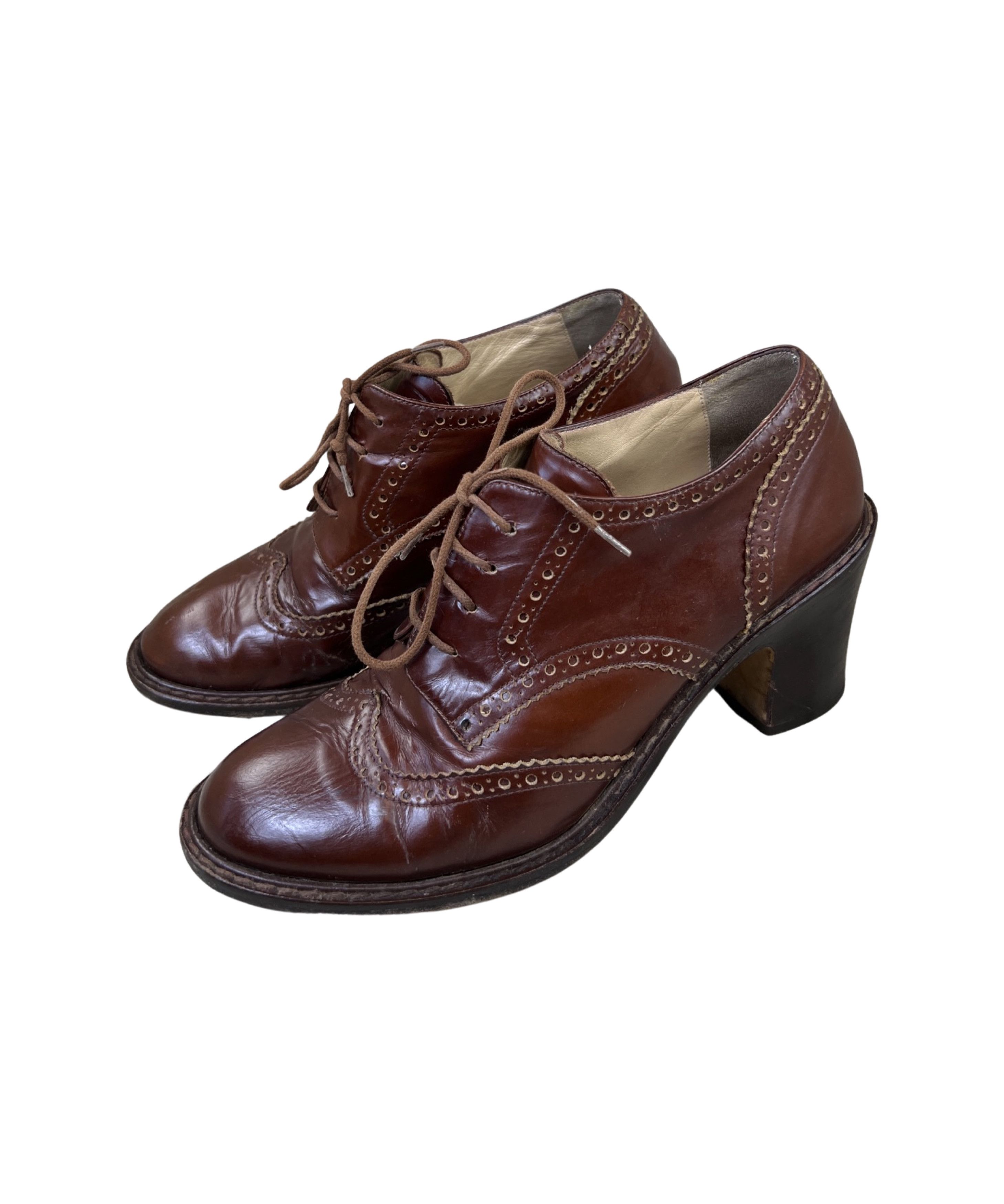 Dries Van Noten Vintage Dries Van Noten Brown Leather Bootie Lace Up Heels Size US 9 / IT 39 - 1 Thumbnail