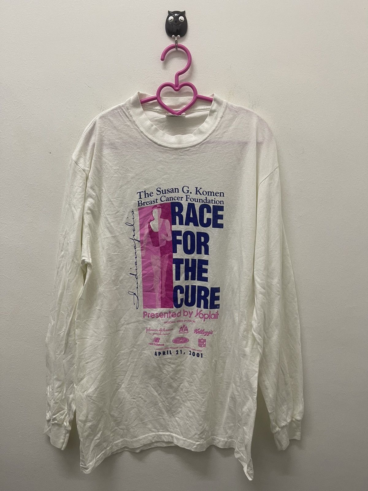 image of Vintage Race For The Cure Kelloggs New Balance Ford Nfl in White, Men's (Size Medium)