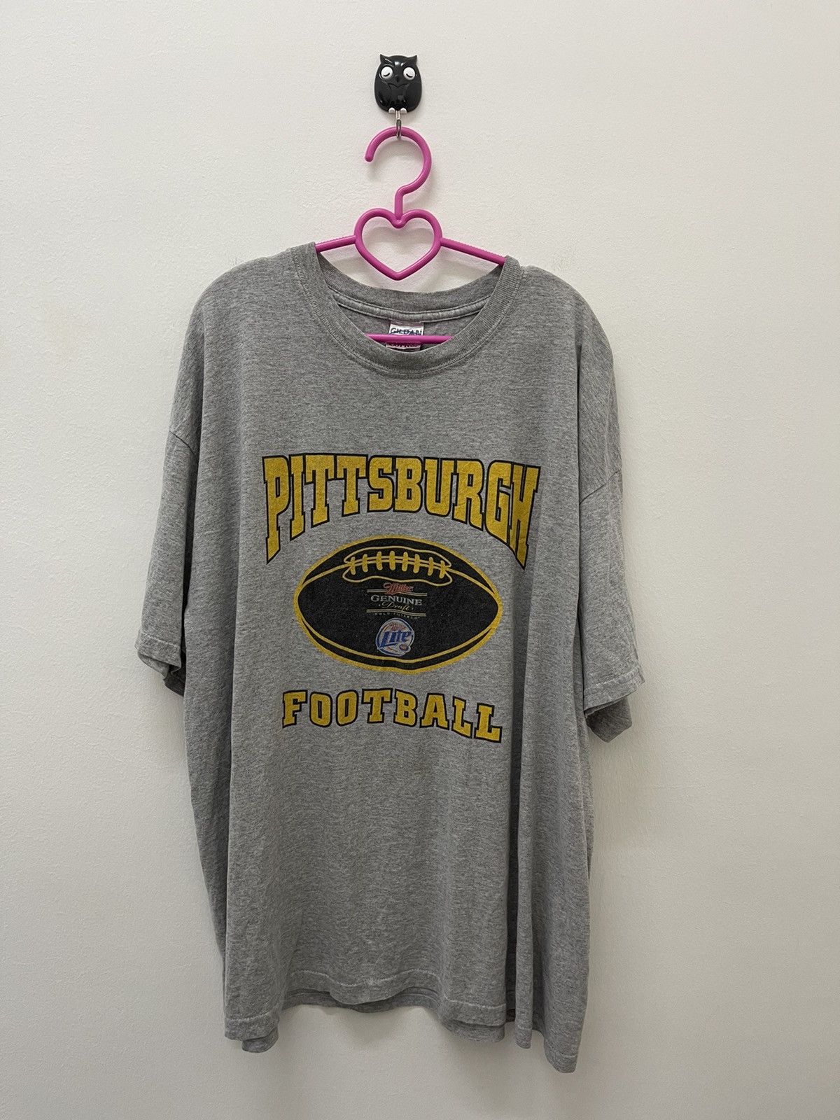 image of Nfl x Vintage Pittsburgh Football Miller Lite Tee in Grey, Men's (Size XL)