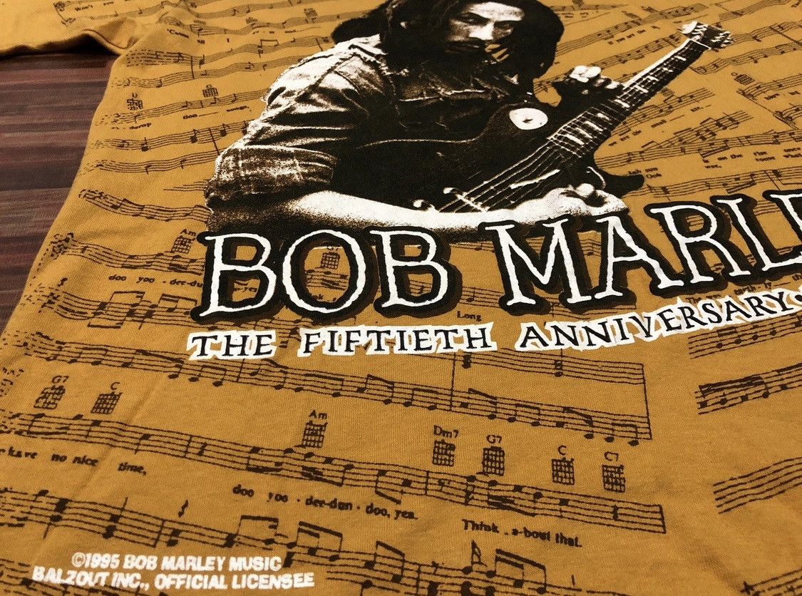 Bob Marley Rare 90s Vintage BOB MARLEY Music Notes Full All Over Print Size US XL / EU 56 / 4 - 4 Thumbnail
