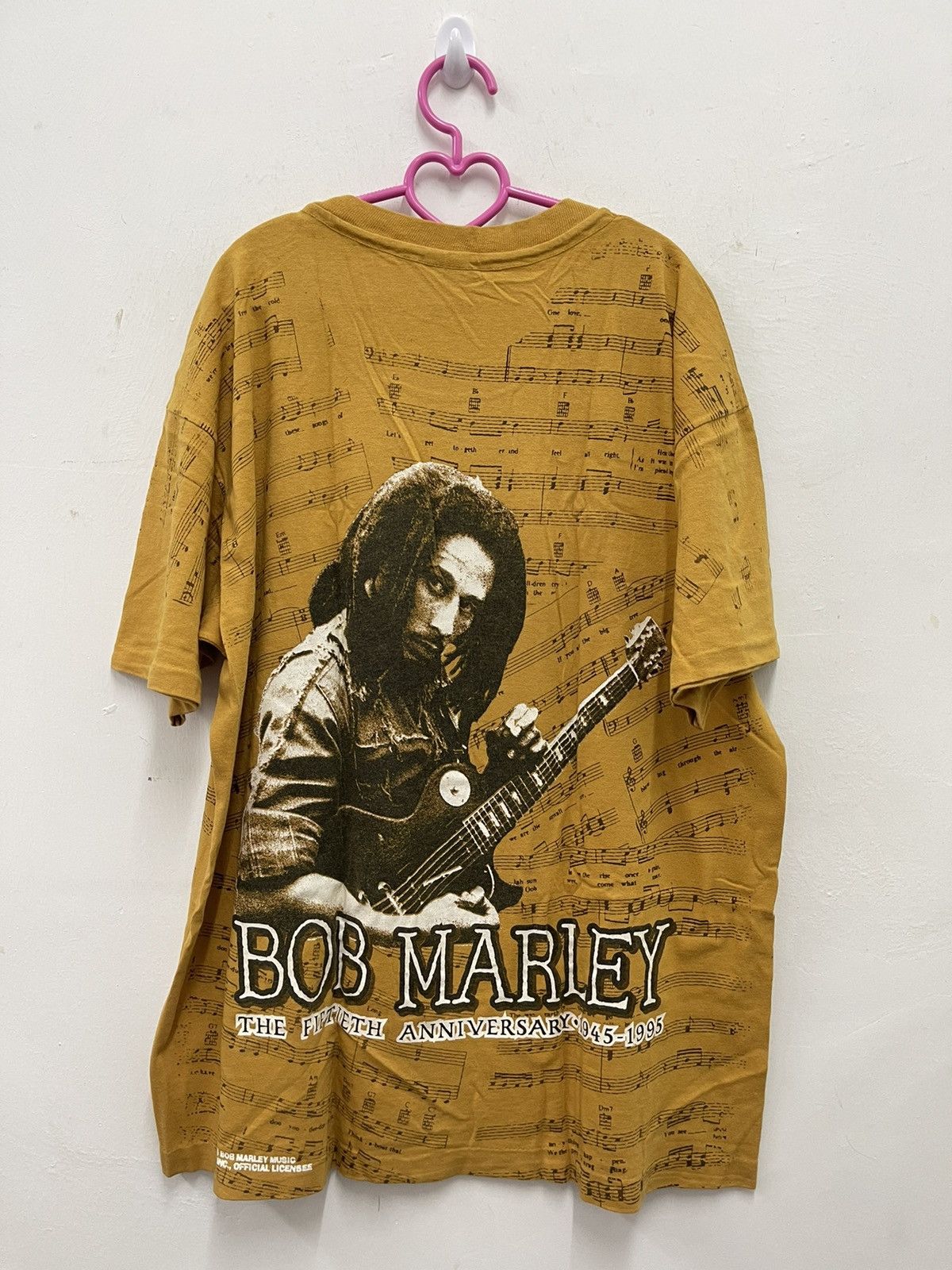 Bob Marley Rare 90s Vintage BOB MARLEY Music Notes Full All Over Print Size US XL / EU 56 / 4 - 2 Thumbnail