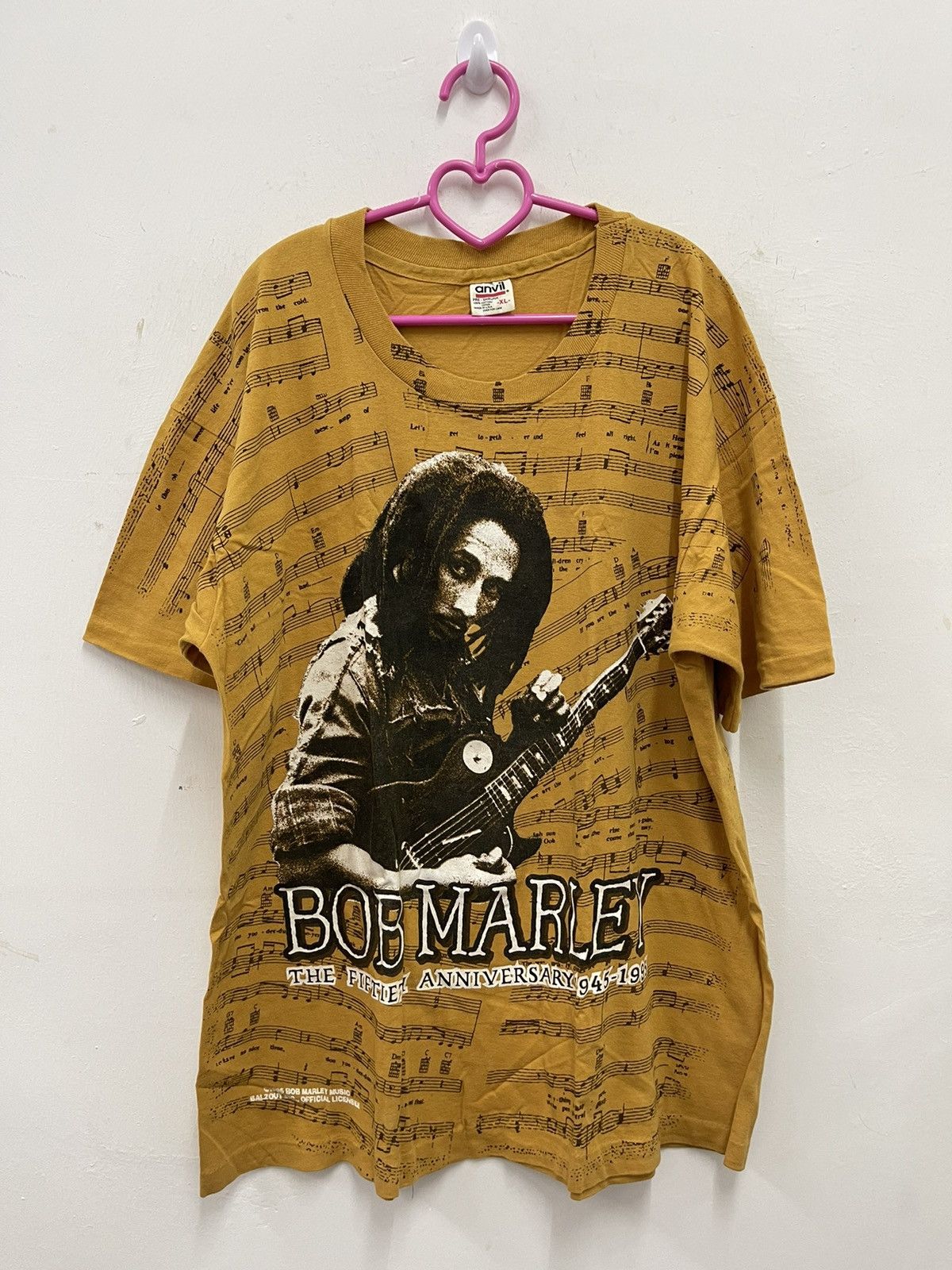 Bob Marley Rare 90s Vintage BOB MARLEY Music Notes Full All Over Print Size US XL / EU 56 / 4 - 1 Thumbnail
