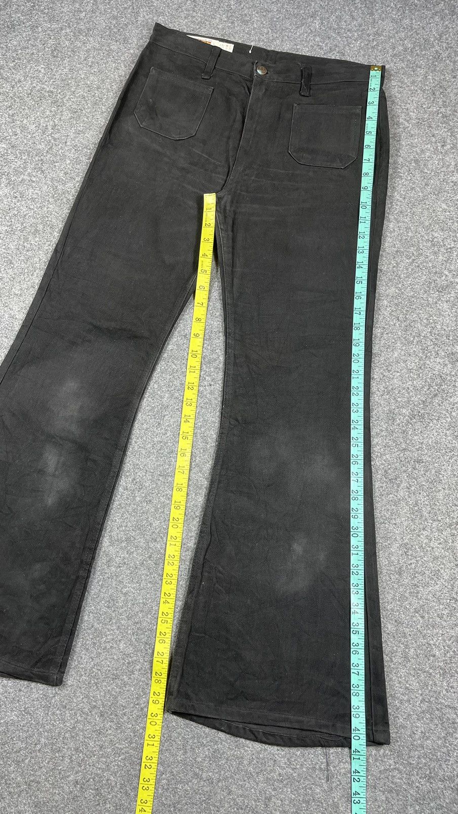 Big John True Vintage🔥BIG JOHN🔥Flared Bush Pants Black Denim 80s Size US 31 - 7 Thumbnail
