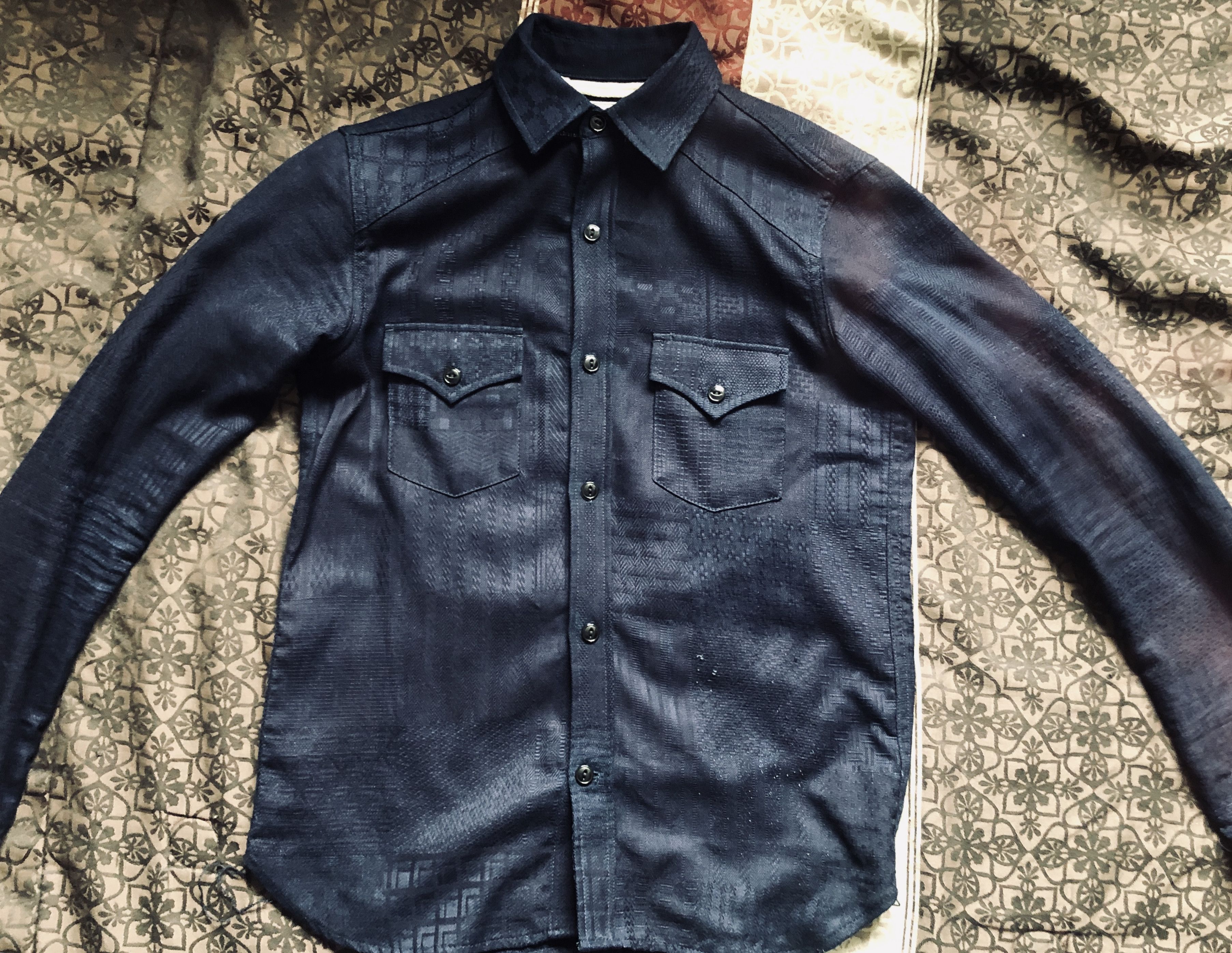 Rogue Territory Rogue Territory Indigo Patchwork Western Denim Shirt Size US S / EU 44-46 / 1 - 2 Thumbnail