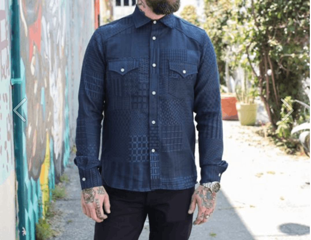 Rogue Territory Rogue Territory Indigo Patchwork Western Denim Shirt Size US S / EU 44-46 / 1 - 1 Thumbnail