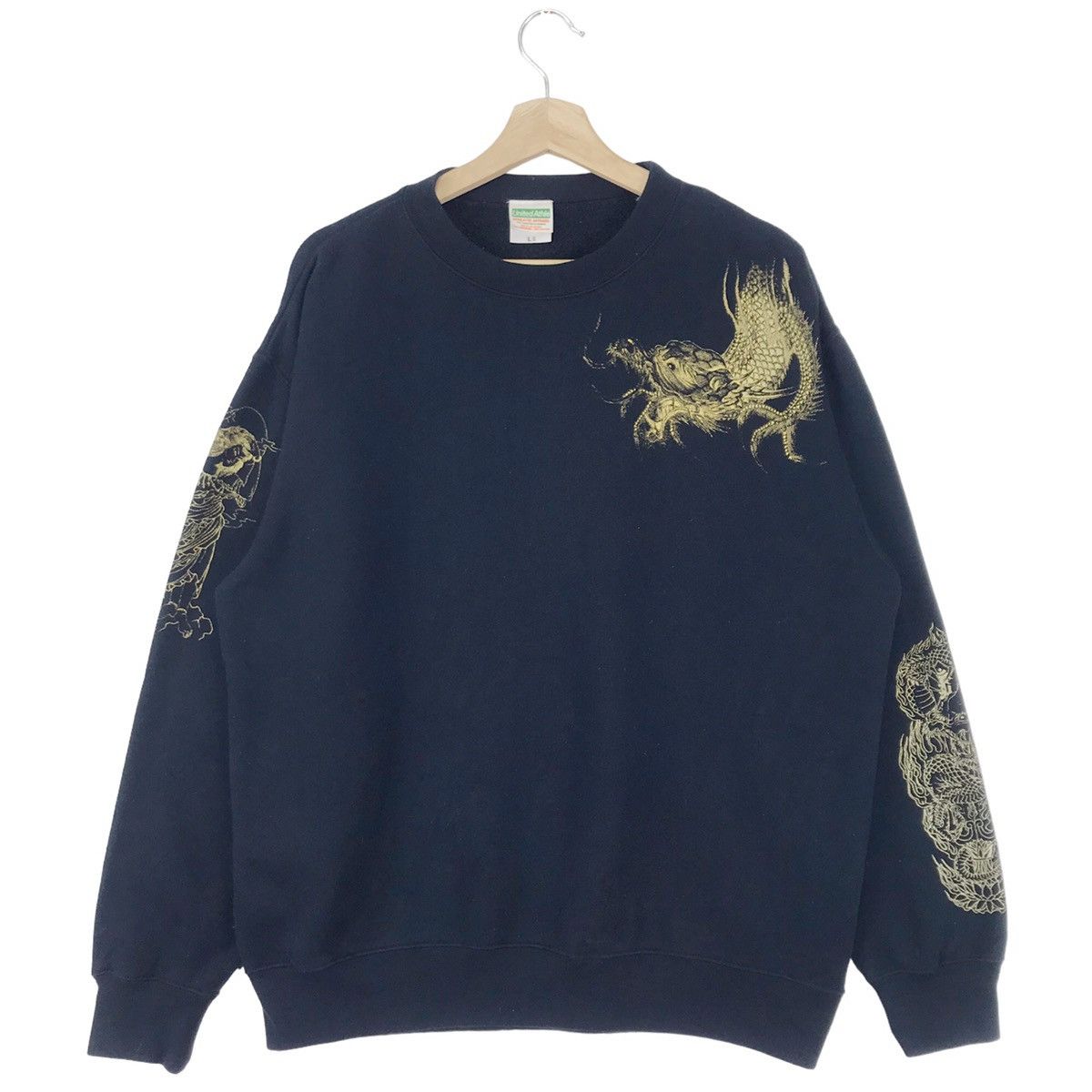 Japanese Brand × Vintage Sukajan Kamikiri Black Gold Sweatshirts Size US L / EU 52-54 / 3 - 2 Thumbnail