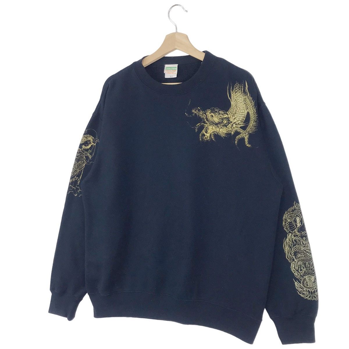 Japanese Brand × Vintage Sukajan Kamikiri Black Gold Sweatshirts Size US L / EU 52-54 / 3 - 5 Thumbnail