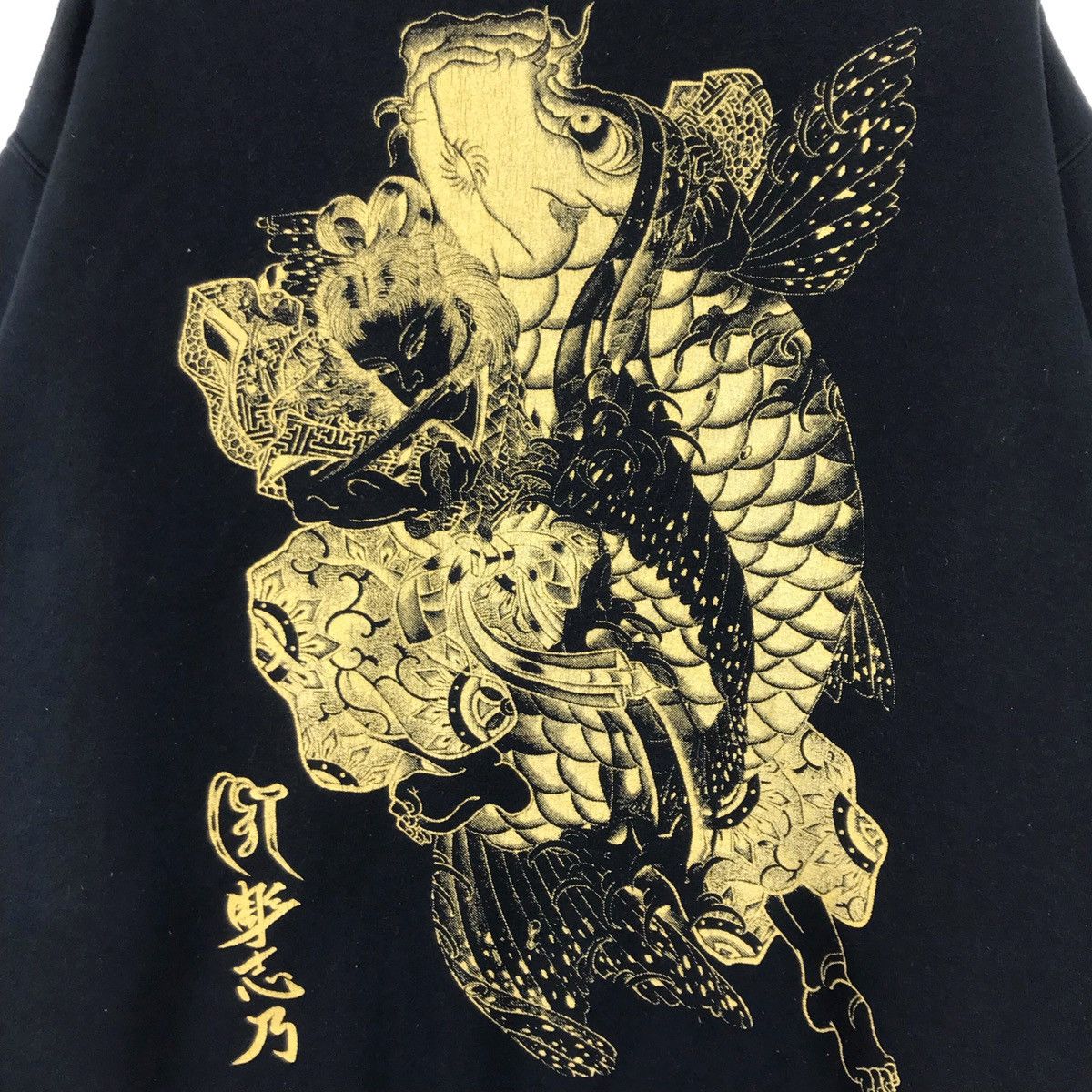 Japanese Brand × Vintage Sukajan Kamikiri Black Gold Sweatshirts Size US L / EU 52-54 / 3 - 8 Thumbnail