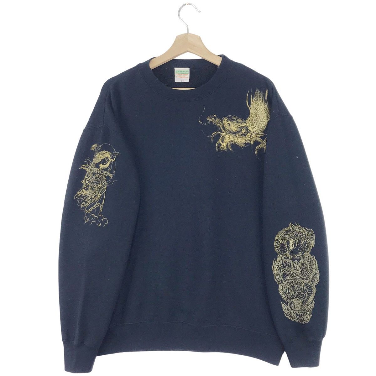 Japanese Brand × Vintage Sukajan Kamikiri Black Gold Sweatshirts Size US L / EU 52-54 / 3 - 3 Thumbnail