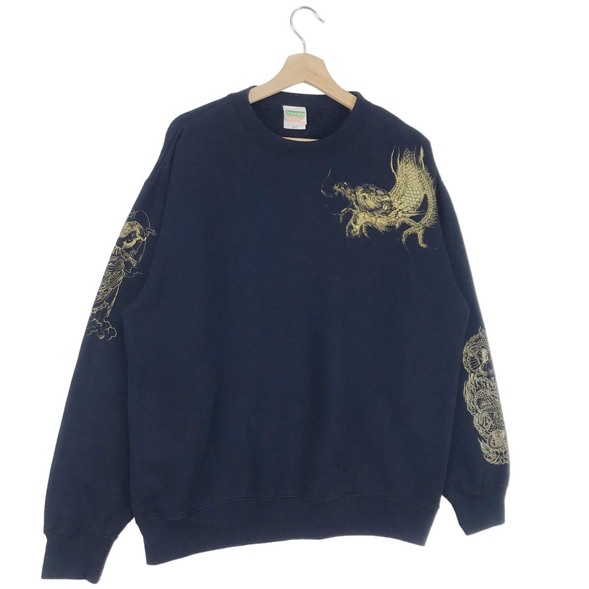 Japanese Brand × Vintage Sukajan Kamikiri Black Gold Sweatshirts Size US L / EU 52-54 / 3 - 6 Thumbnail