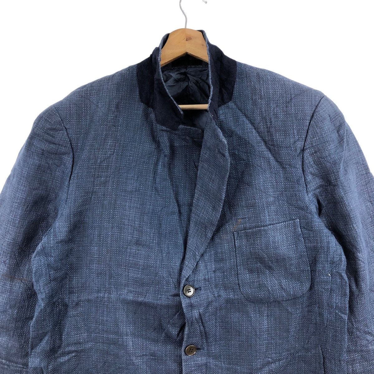 Carven × Indigo × Japanese Brand Vintage Beau Garcon de CARVEN Indigo Tweed Blazer Japanese Size 48R - 2 Thumbnail
