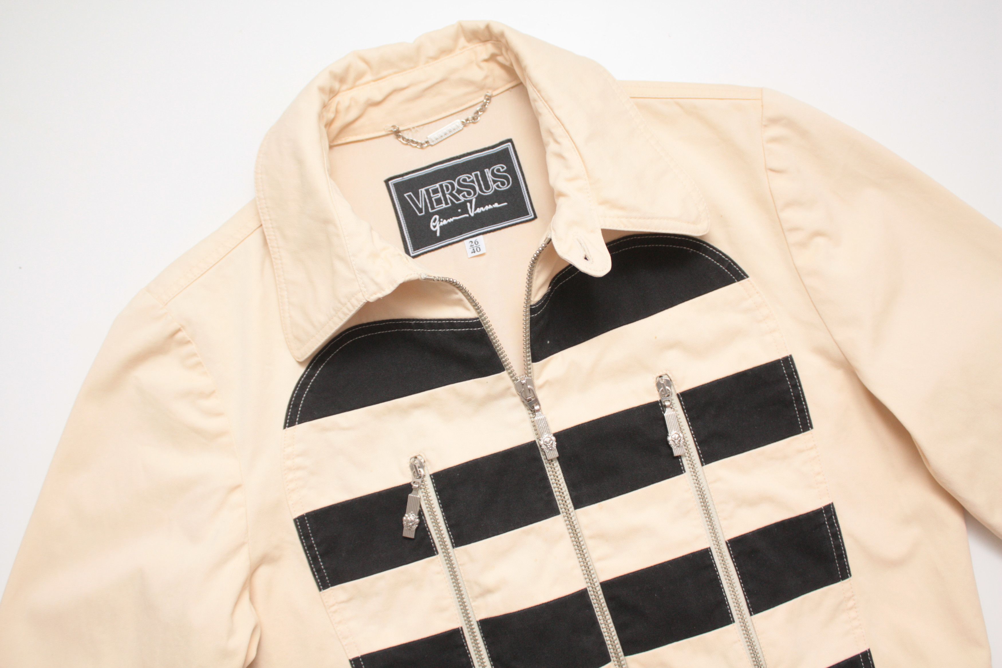Versace Versus Gianni Versace Beige Striped Black Jacket Women's Size S / US 4 / IT 40 - 5 Thumbnail