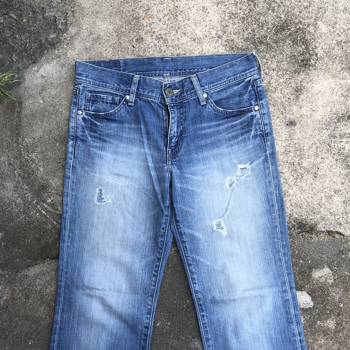 Levi's × Vintage 🔥Rare🔥Levis 535 Stoned Wash Rips Distress Denim Jeans Size 30" / US 8 / IT 44 - 2 Thumbnail
