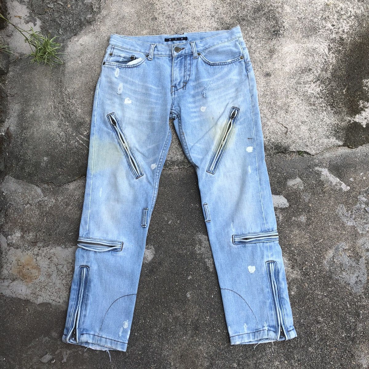 Japanese Brand 🔥Sick🔥🇯🇵SVS Splash Paint Punk Styles Zipper Rips Dirty Jeans Size 30" / US 8 / IT 44 - 1 Thumbnail