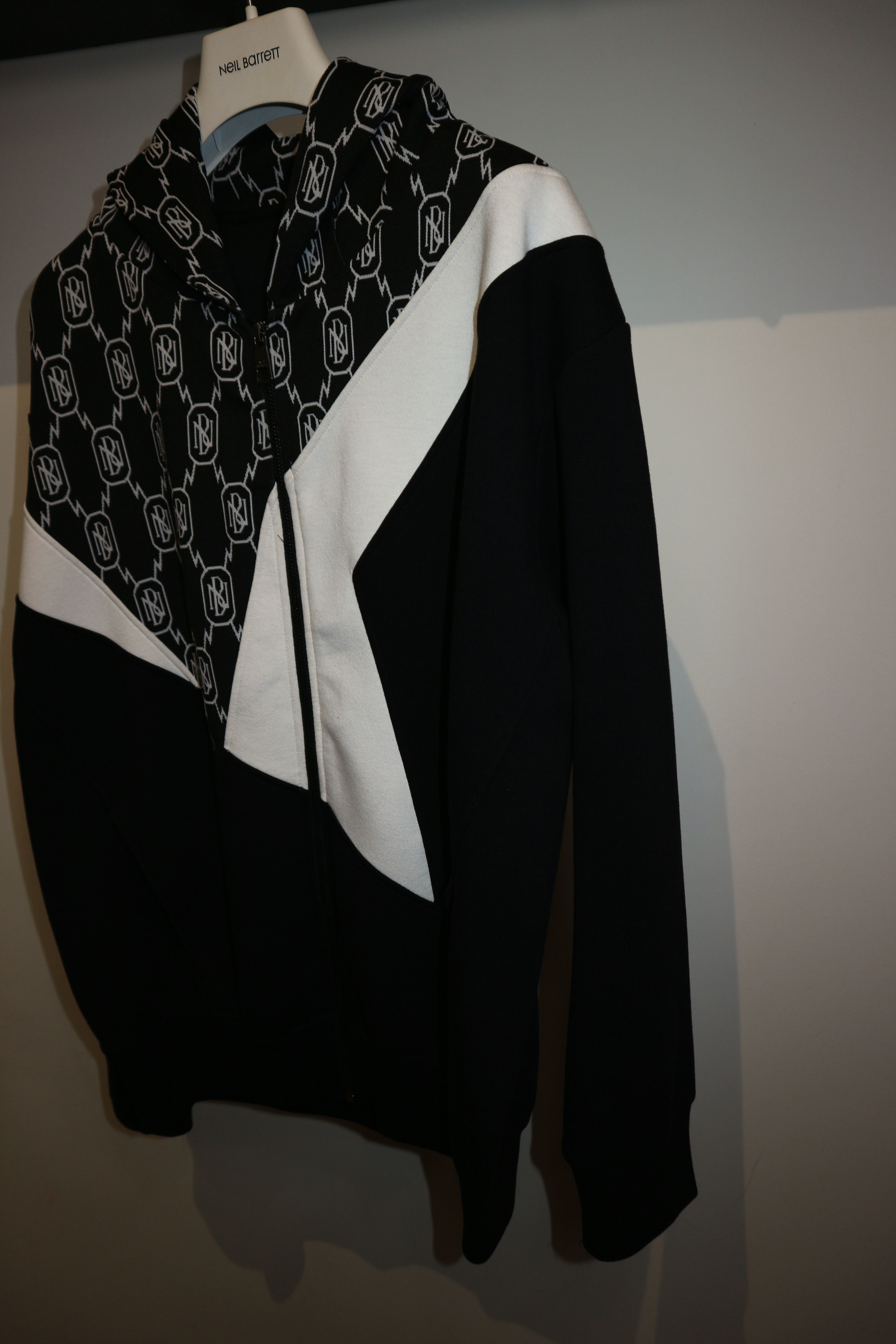 Neil Barrett Monogram neoprene modernist zip hoodie Size US M / EU 48-50 / 2 - 2 Thumbnail