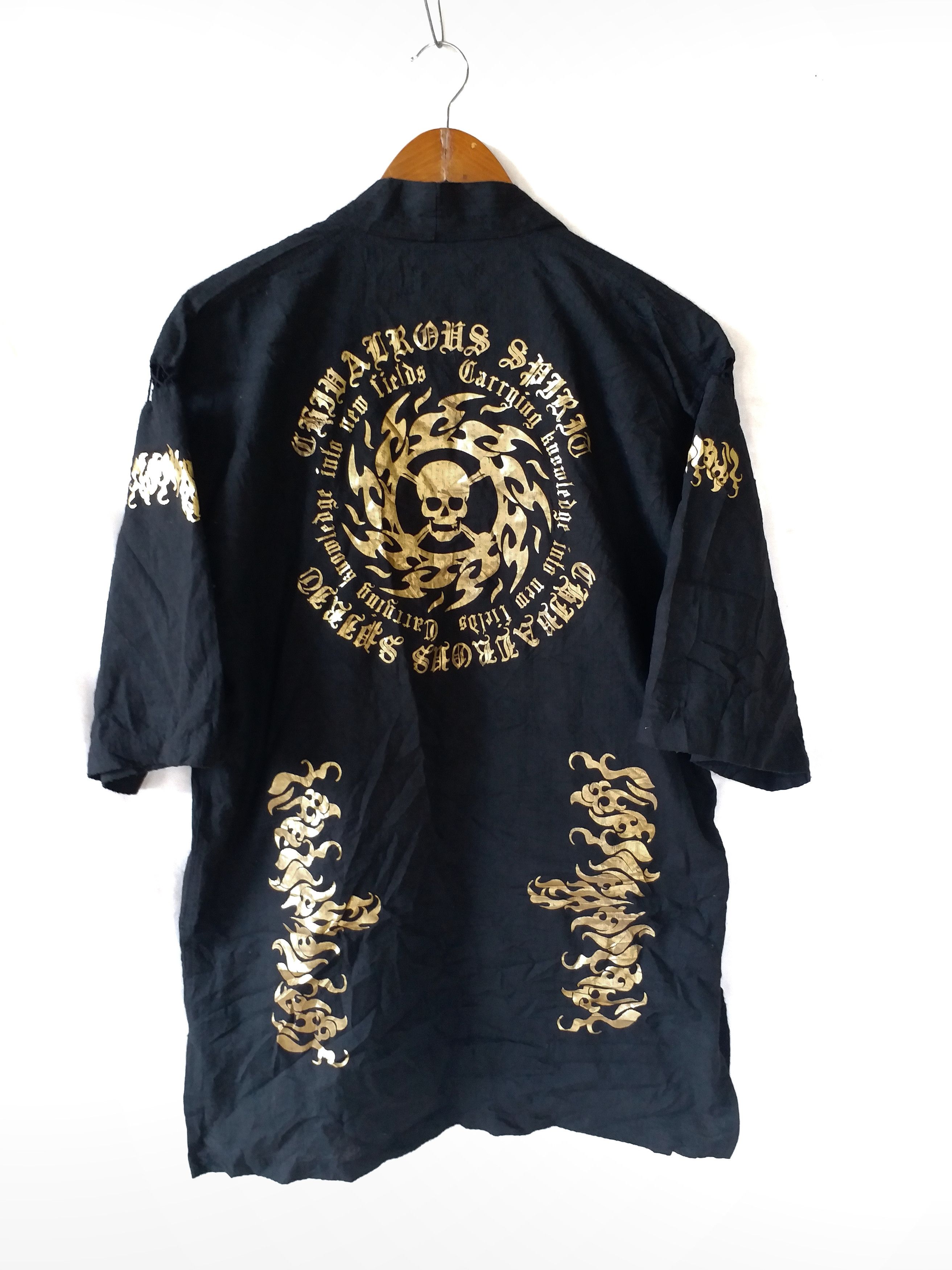 Skull Kimono Japan Traditional Black Hanten
