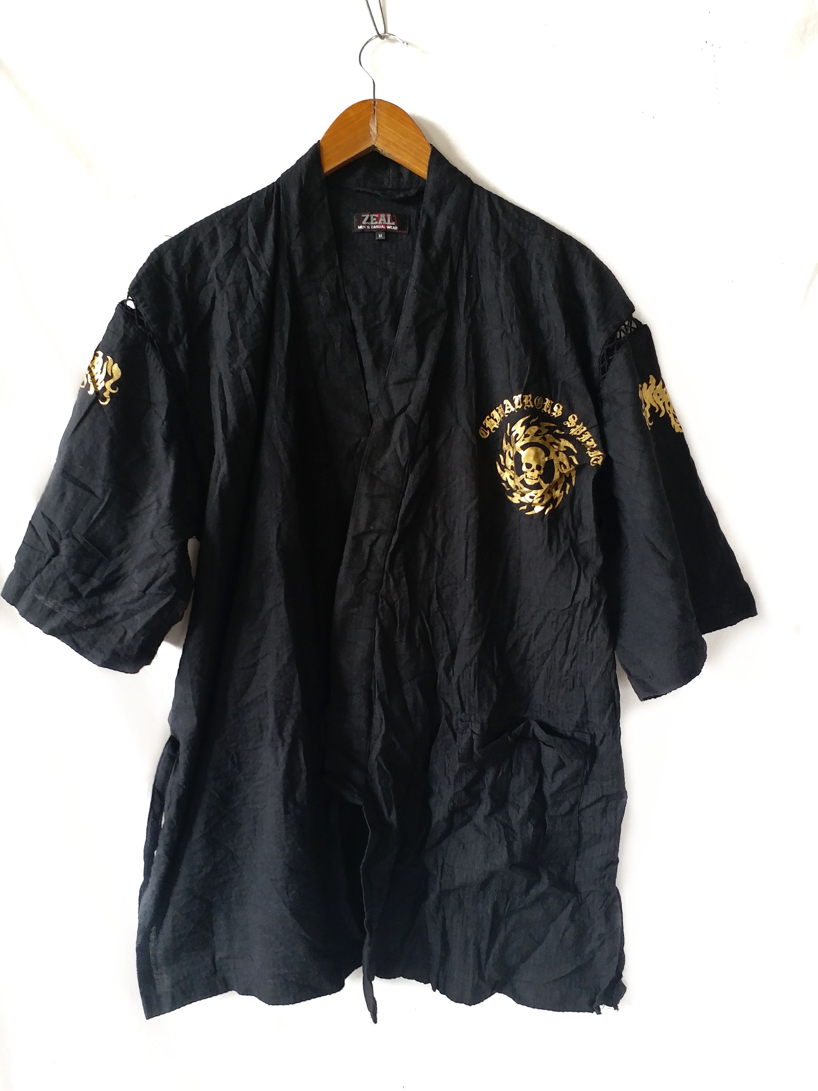 Japanese Brand Skull Kimono Japan Traditional Black Hanten Size US M / EU 48-50 / 2 - 2 Thumbnail