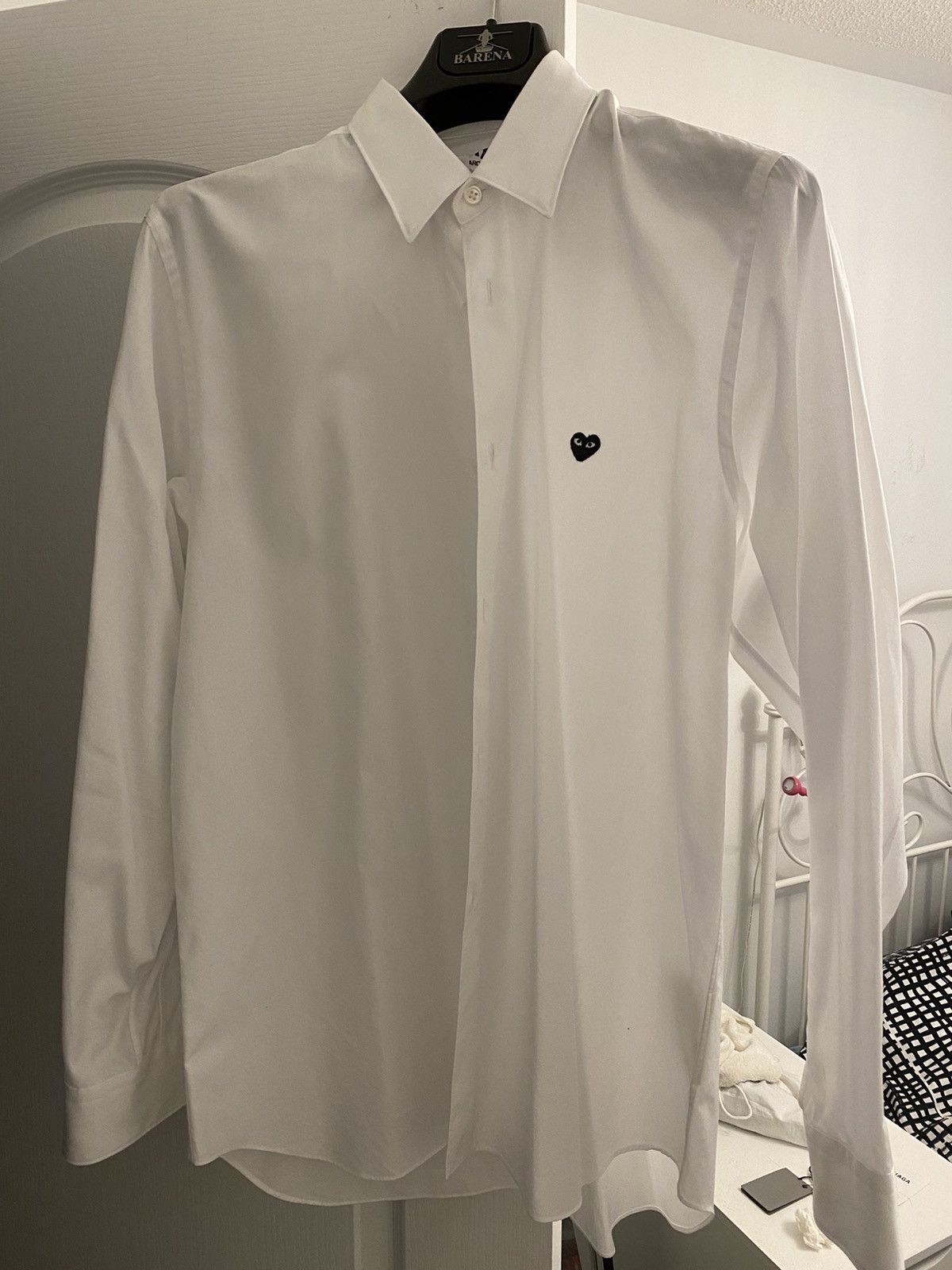 image of Comme Des Garcons Play Cdg Play Shirt in White, Men's (Size Medium)