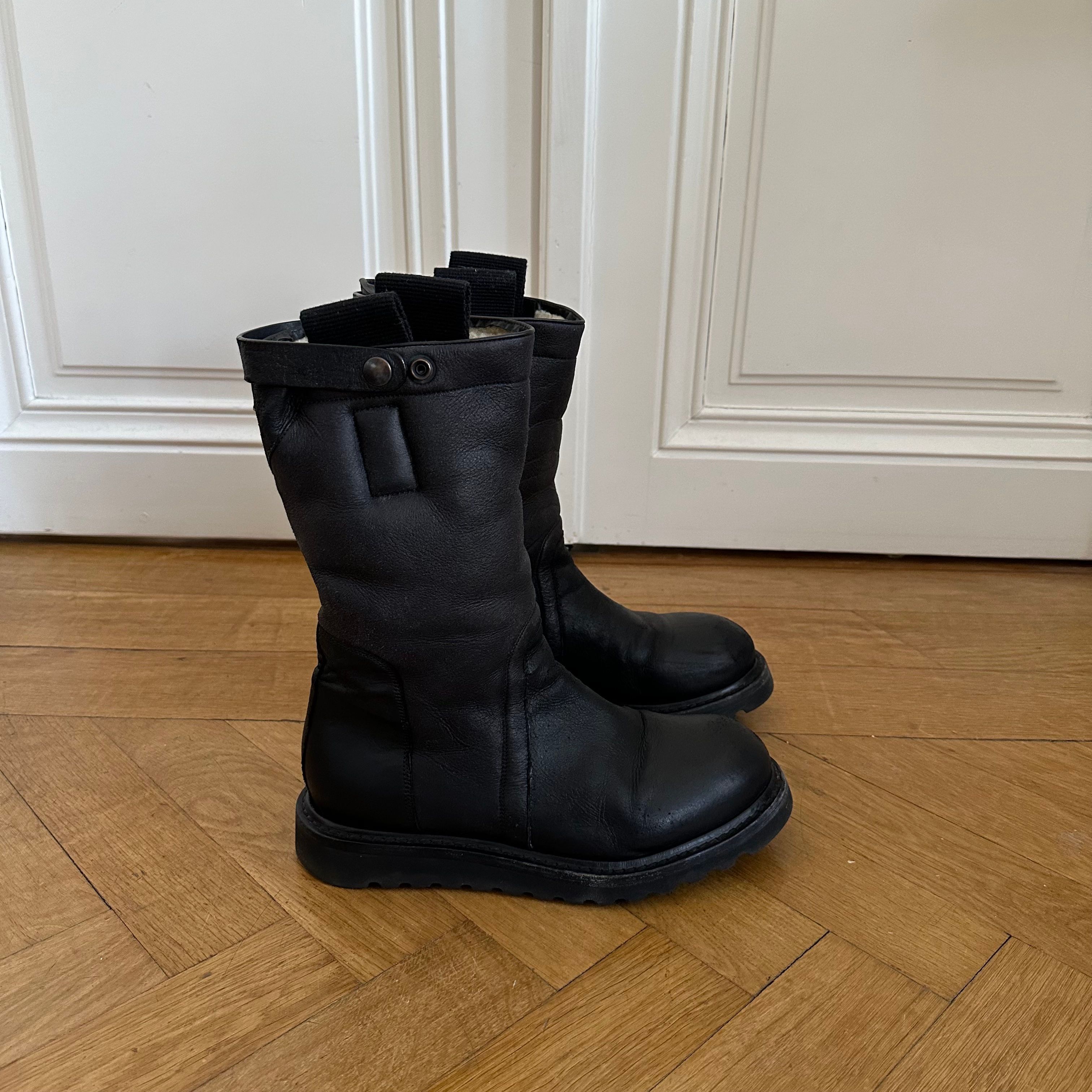 Pre-owned Rick Owens Fw13 Black Shearling Lamb Boots