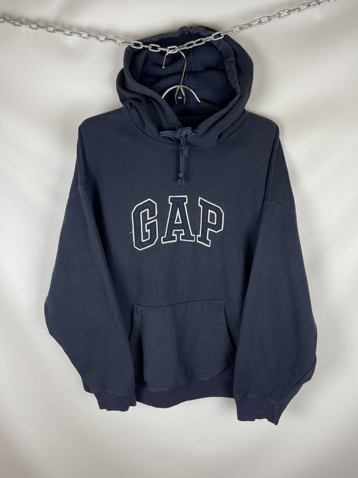 image of Gap Vintage Big Logo Navy Oversized Hoodie Jacket in Blue, Men's (Size XL)