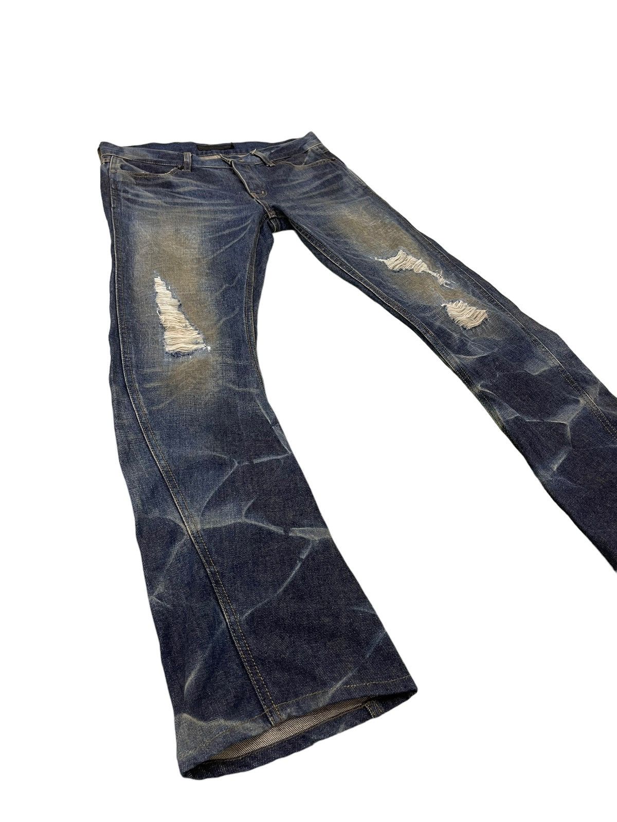 image of Hype Flare Jeans Fuga Japan Curv Leg Low Rise Slim Honeycomb 54 in Blue, Men's (Size 32)