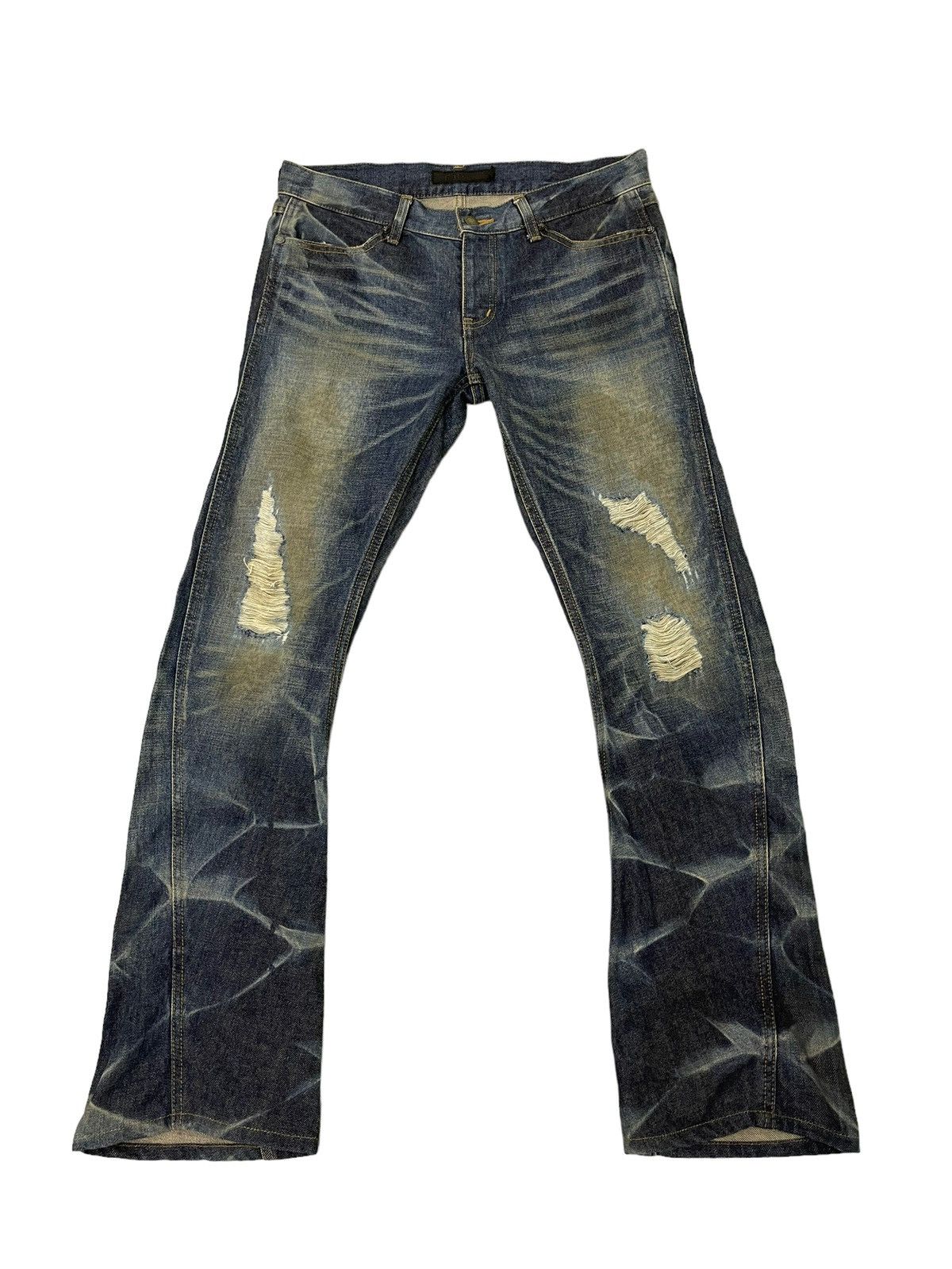 Japanese Brand Flare Jeans Fuga Japan Curv Leg Low Rise Slim Honeycomb 5🟦4 Size US 32 / EU 48 - 2 Thumbnail