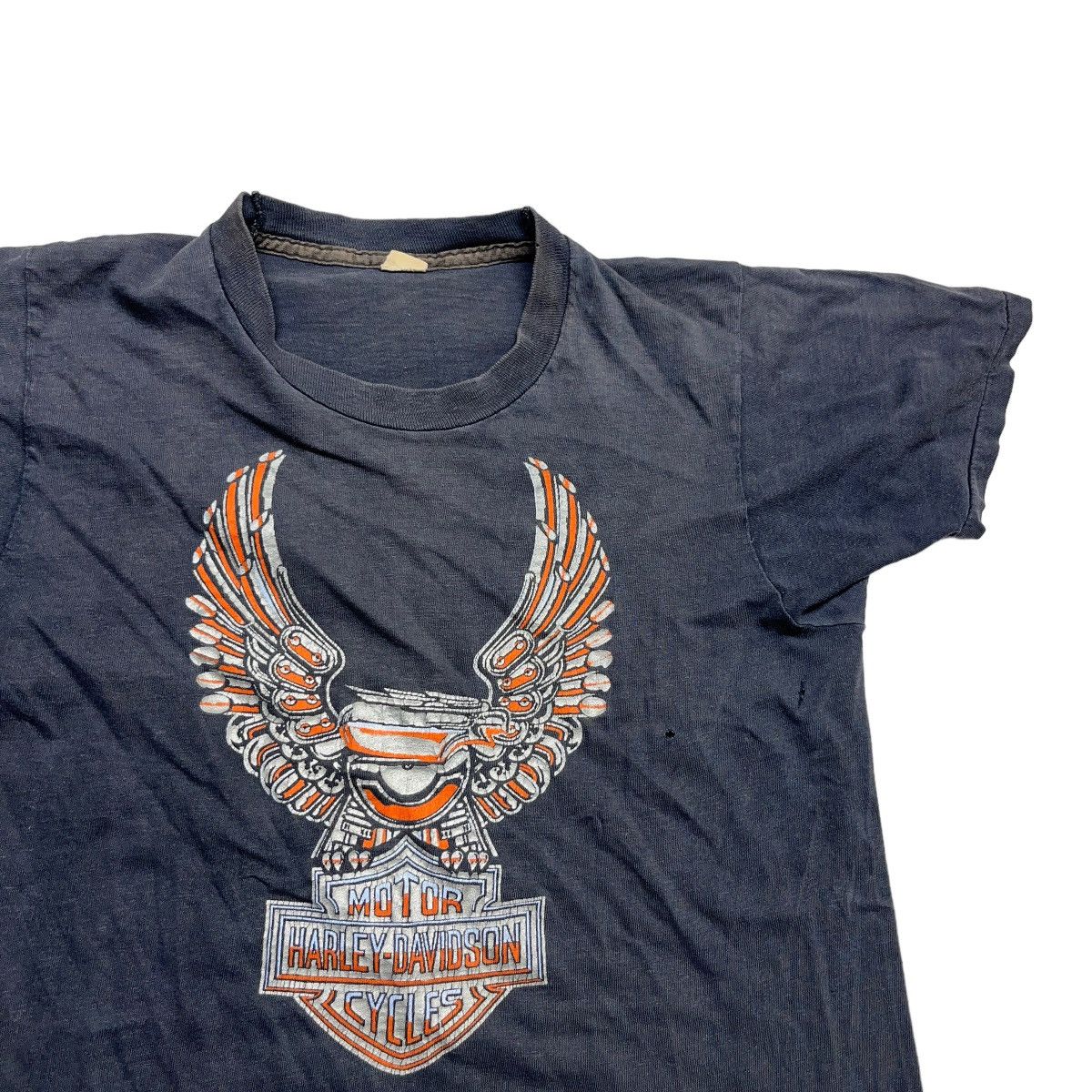 Harley Davidson × Vintage 70s Harley Davidson Springfield Tee Distressed & Faded Size US S / EU 44-46 / 1 - 2 Thumbnail