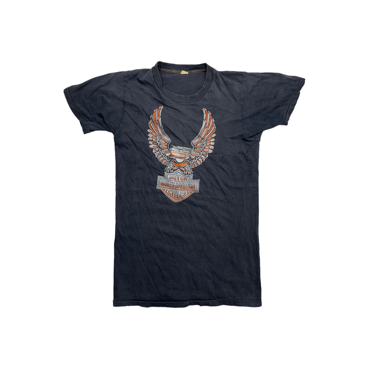 Harley Davidson × Vintage 70s Harley Davidson Springfield Tee Distressed & Faded Size US S / EU 44-46 / 1 - 1 Thumbnail