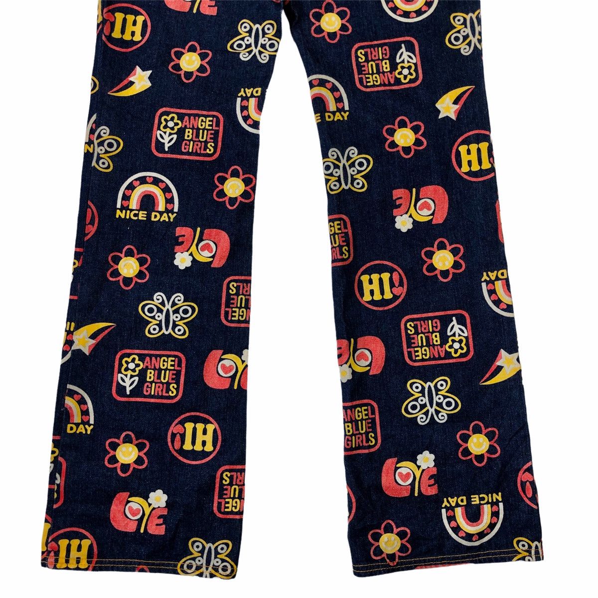 Hysteric Glamour 🛒NEEDGONE🛒1990s Angel Blue - Pop Printed Denim Pants Size US 29 - 6 Thumbnail