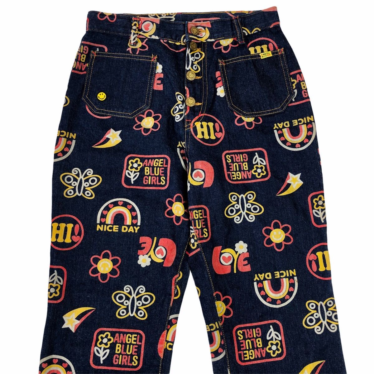 Hysteric Glamour 🛒NEEDGONE🛒1990s Angel Blue - Pop Printed Denim Pants Size US 29 - 3 Thumbnail