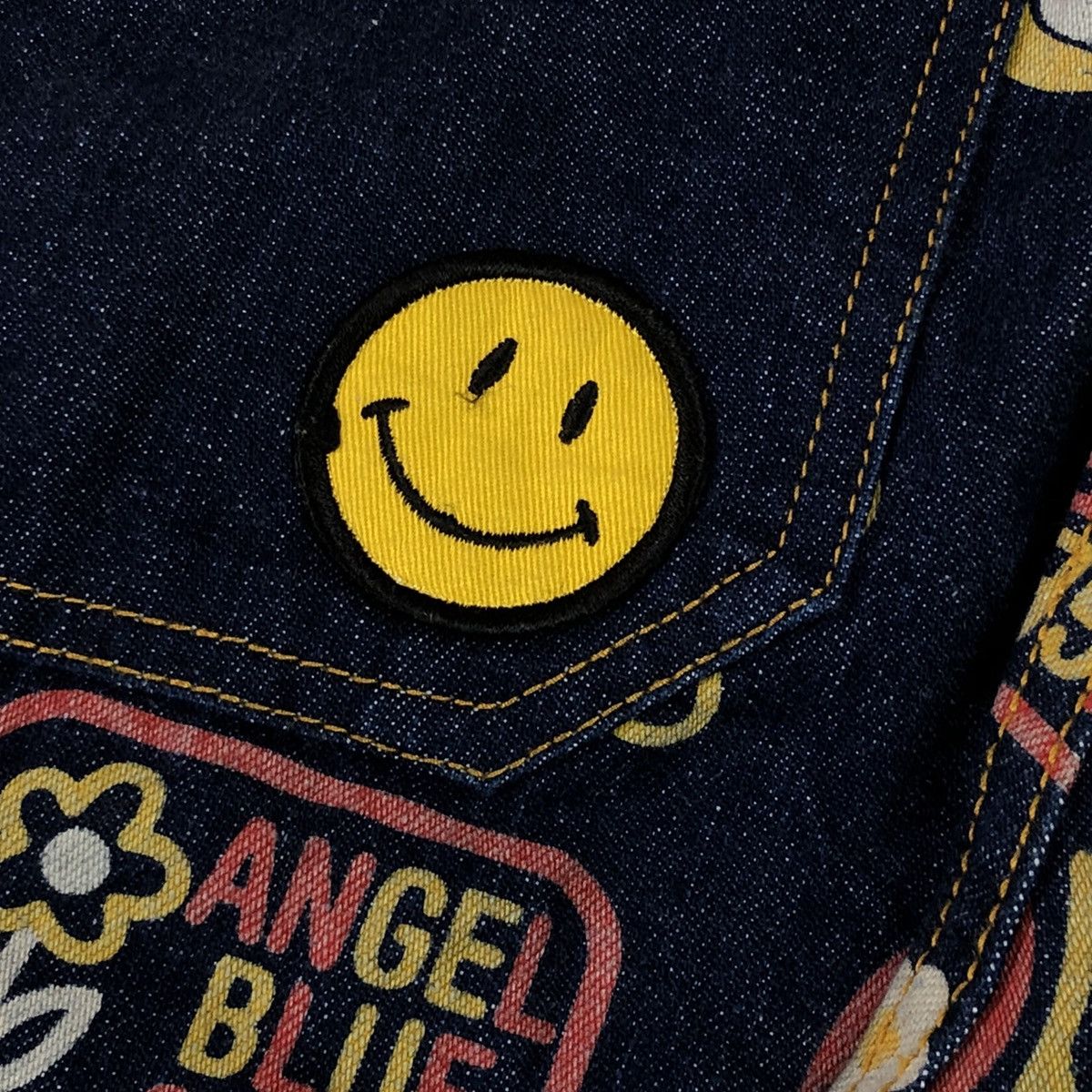 Hysteric Glamour 🛒NEEDGONE🛒1990s Angel Blue - Pop Printed Denim Pants Size US 29 - 9 Thumbnail