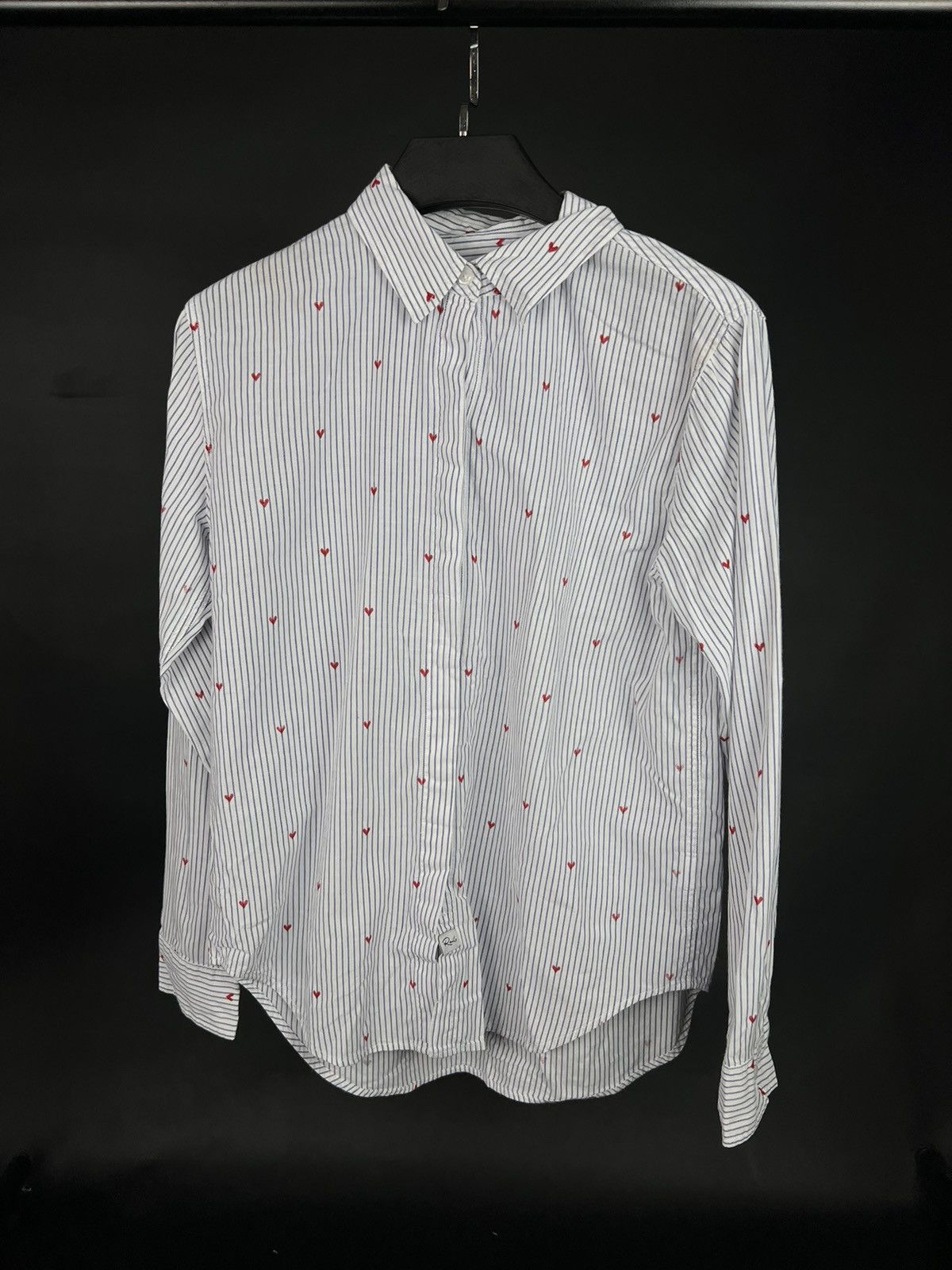 VTG shirt Rails white striped with hearts long sleeve Cotton