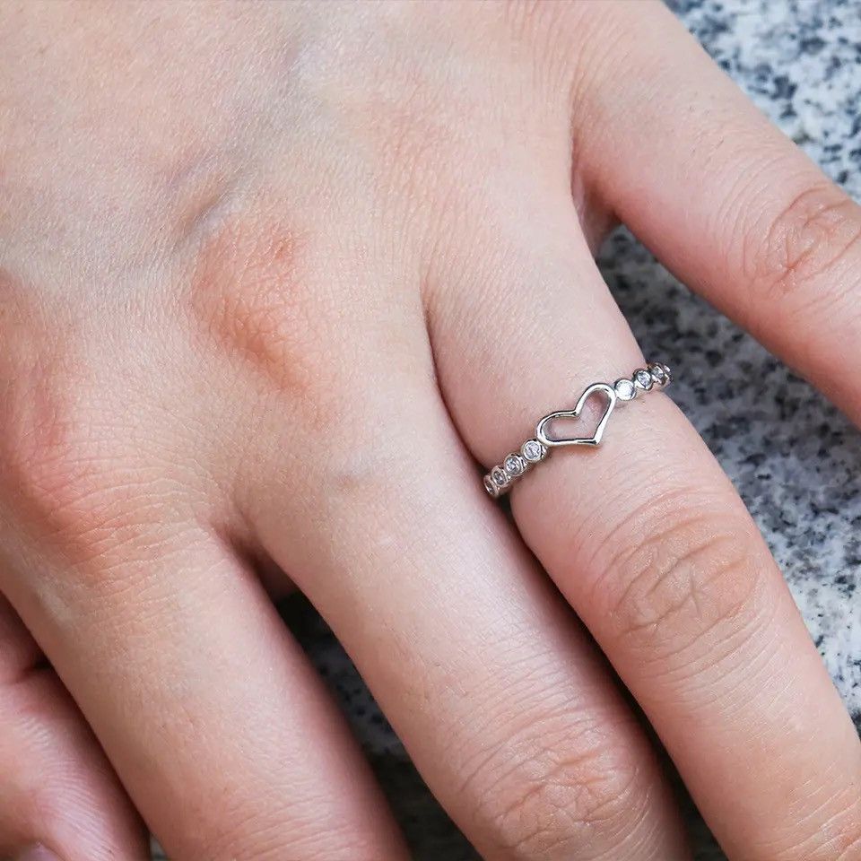 Jewelry Simple Heart Ring Size ONE SIZE - 2 Thumbnail
