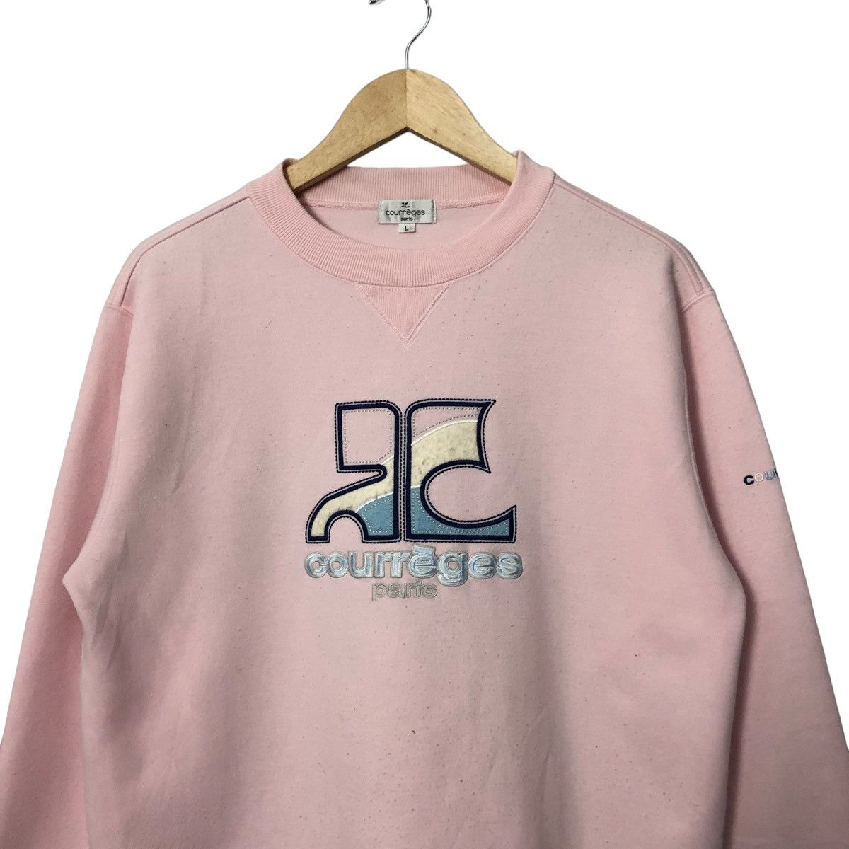Andre Courreges Vintage Courreges Crewneck Embroidery Big Logo Sweatshirt Size L / US 10 / IT 46 - 4 Thumbnail