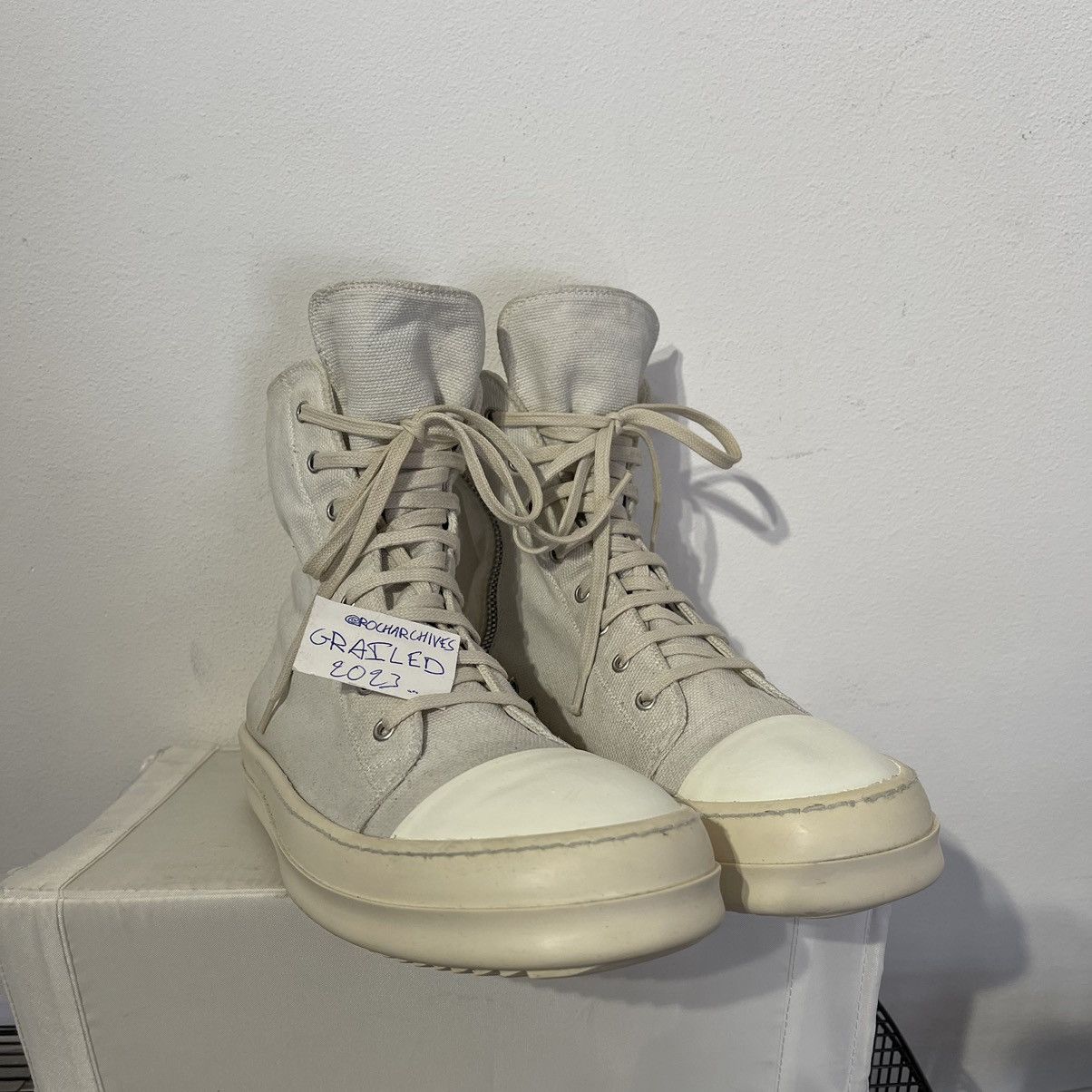 Rick Owens × Rick Owens Drkshdw Rick Owens Drkshdw 2019 Chalk Canvas Ramones High Size US 10 / EU 43 - 11 Thumbnail
