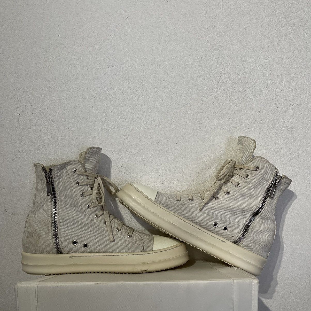 Rick Owens × Rick Owens Drkshdw Rick Owens Drkshdw 2019 Chalk Canvas Ramones High Size US 10 / EU 43 - 5 Thumbnail